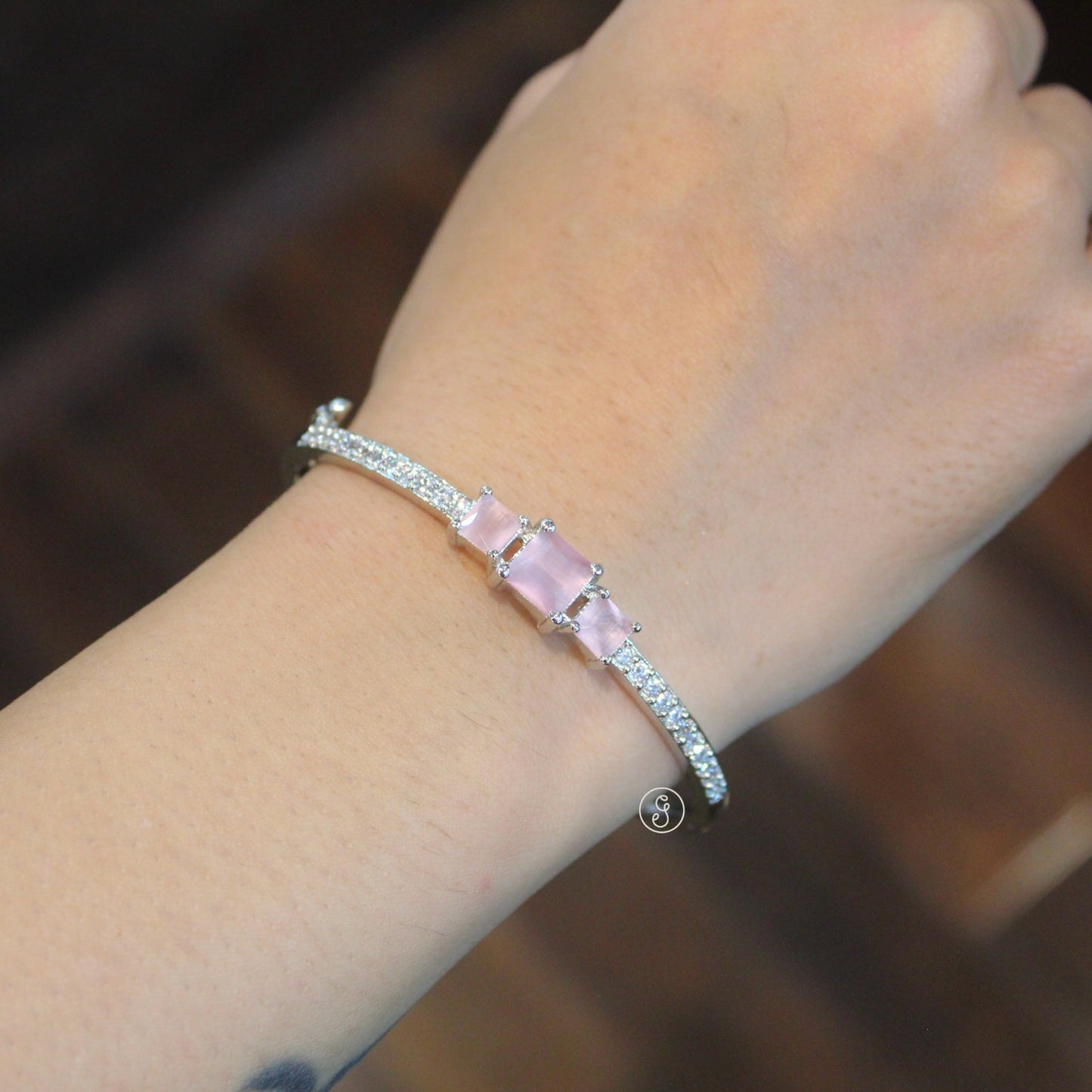 Elegant Silver-Toned CZ Bracelet