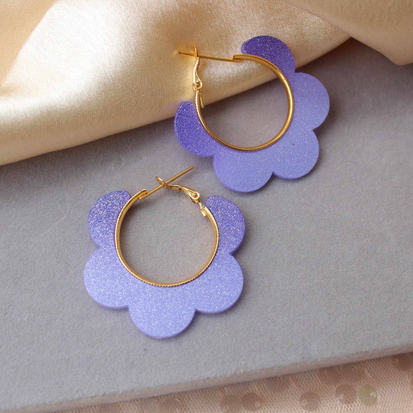 Lovely Lavender Floral Design Hoops