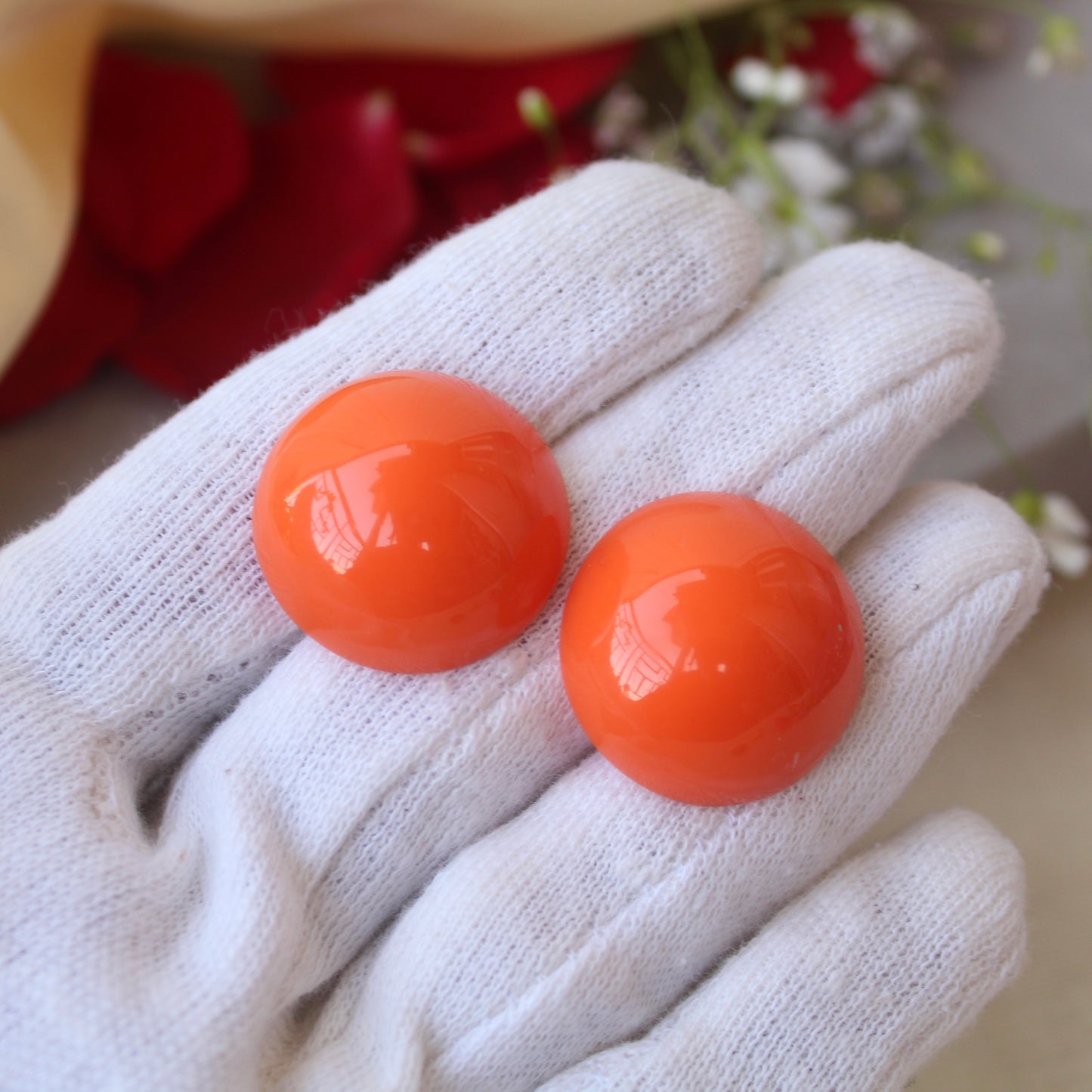 Orange Large Sized Stud Earrings