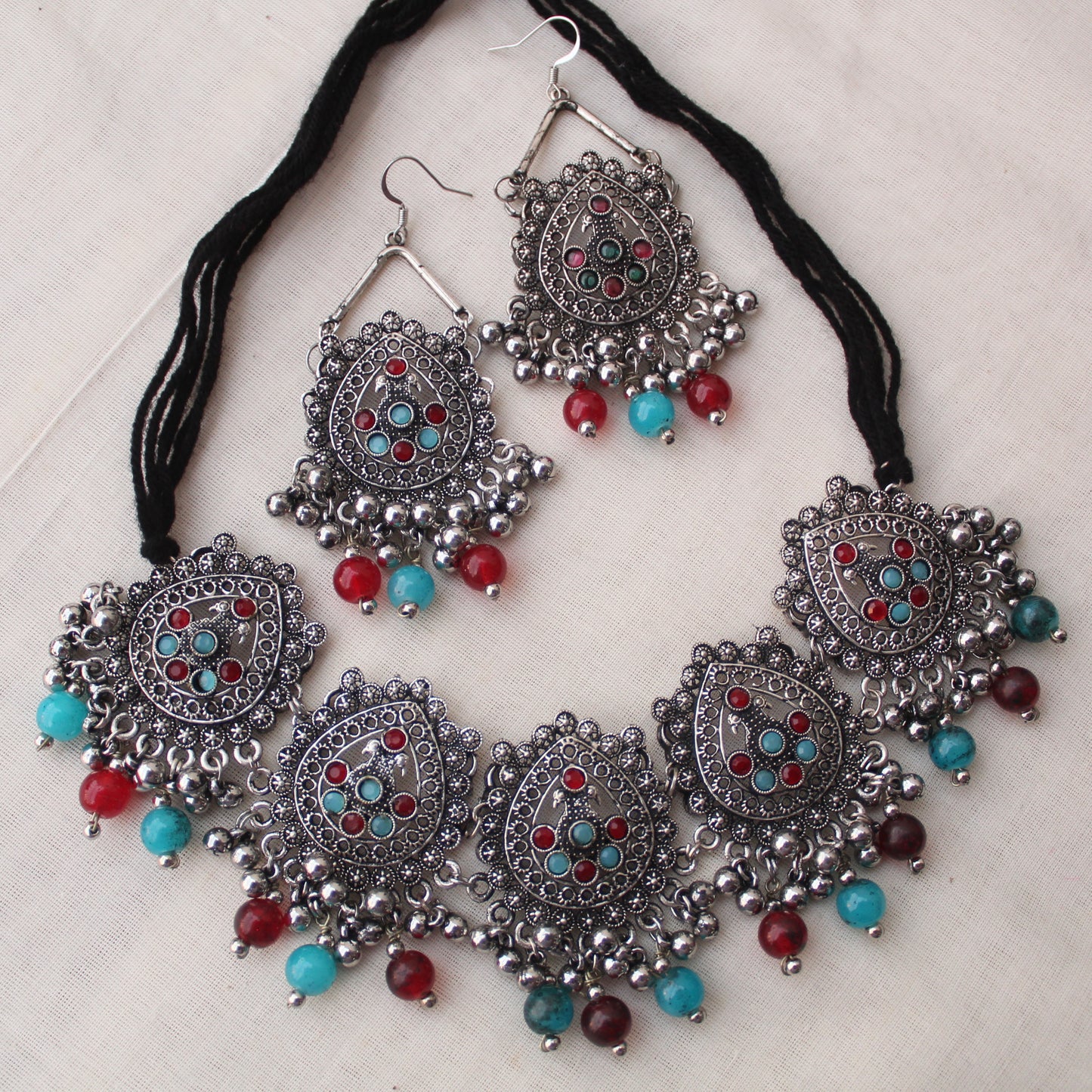 Stunning Oxidised Silver Necklace Set