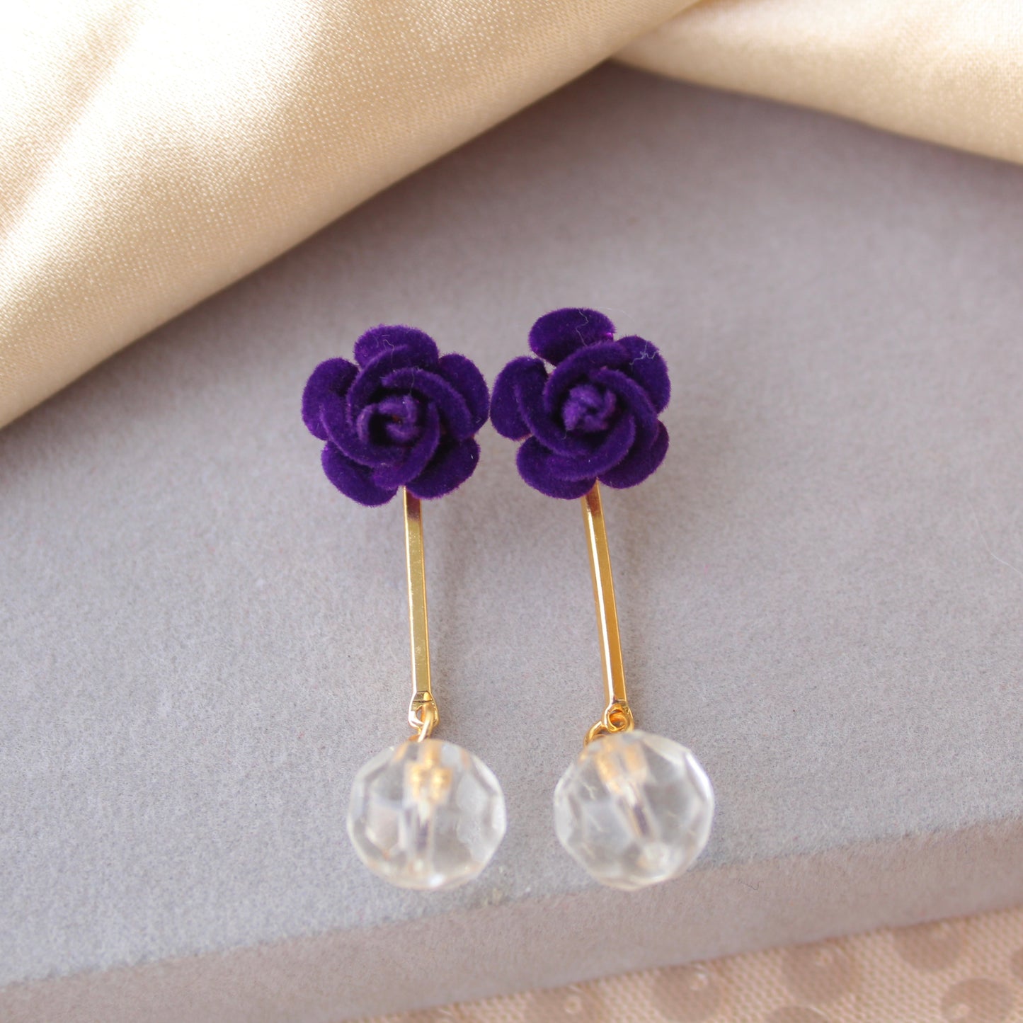 Indigo Flower Design Convertible Earrings