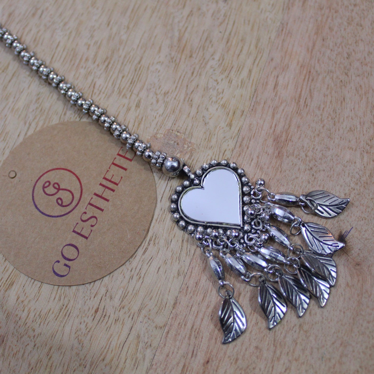 Heart Shaped Mirror Work Maang Tika