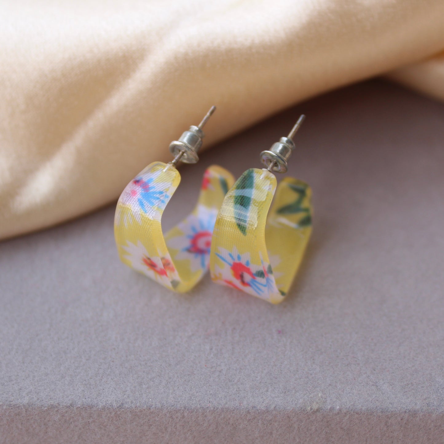 Yellow Square Shaped Chic Hoops
