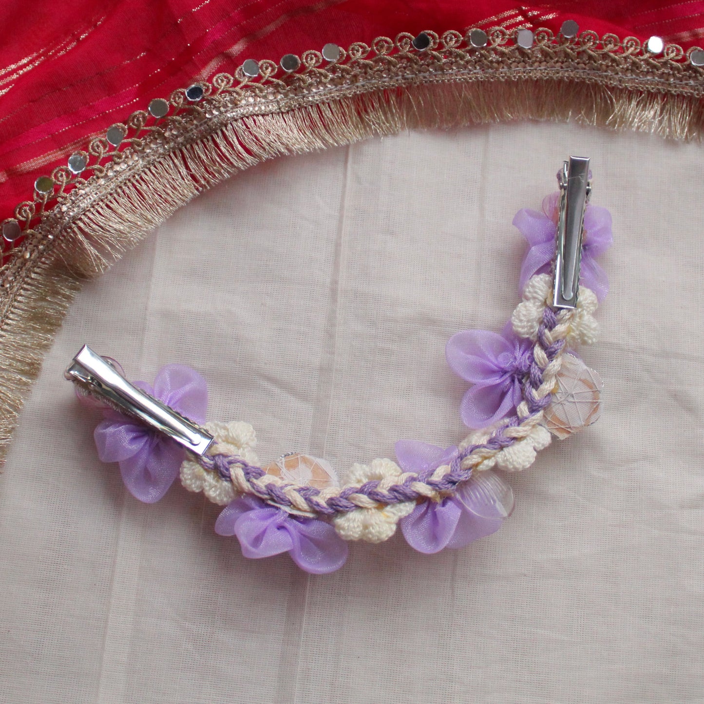 Handcrafted Lavender Floral Crochet Hair Accessory