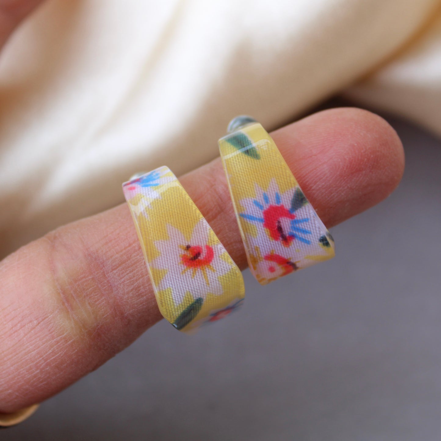 Yellow Square Shaped Chic Hoops