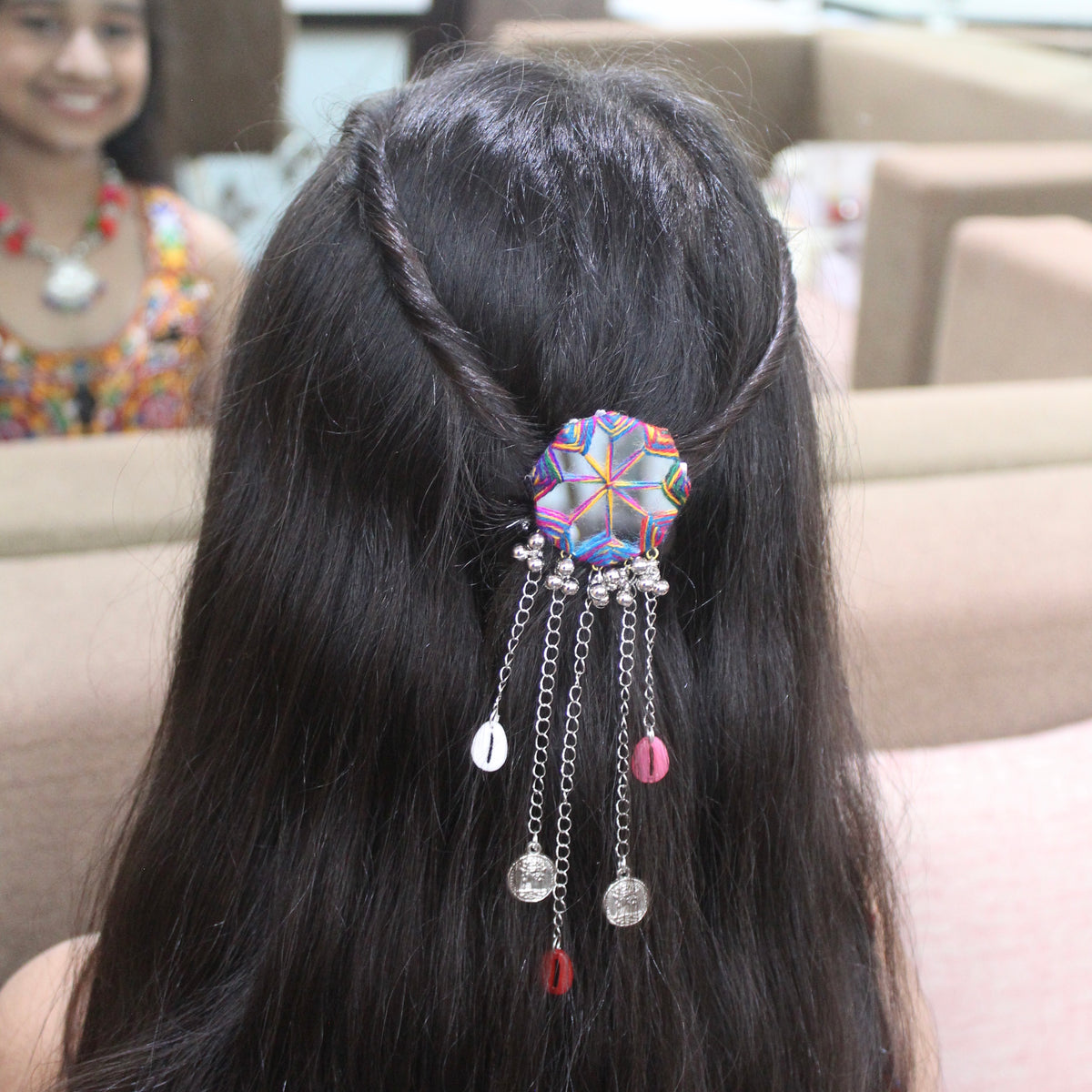 Beautiful Mirror & Ghungroo Work Hair Clip