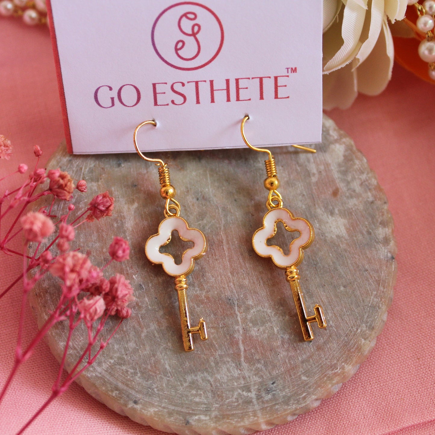 Drippy Key Charm Hook Earrings