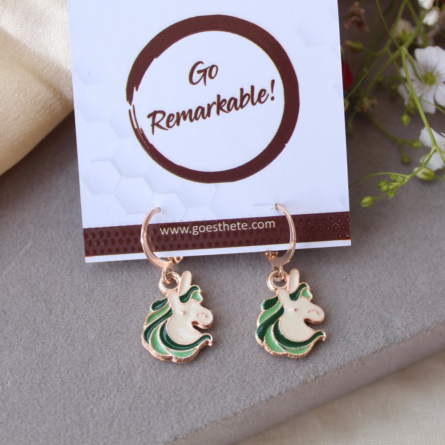 Mini Hoop Earrings With Unicorn Charms