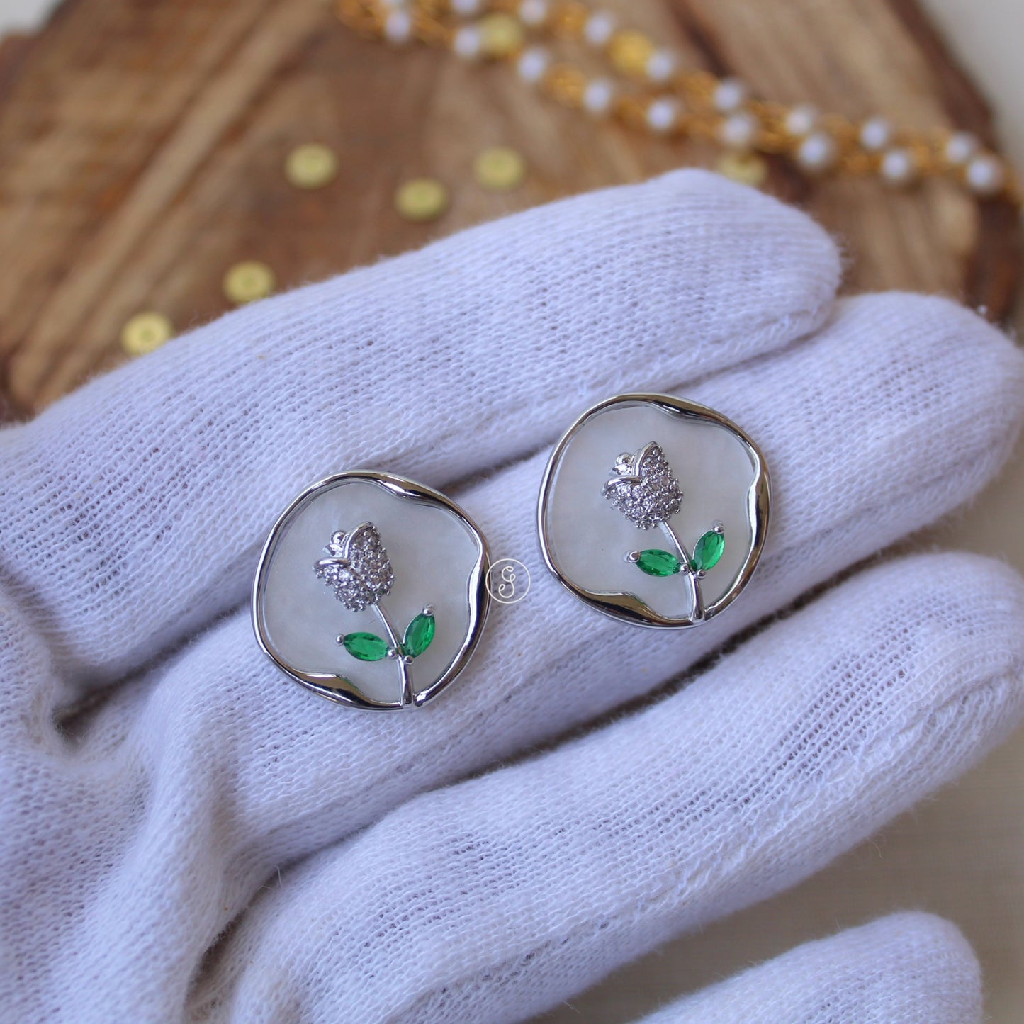 Stunning Diamonds Studded Silver Studs