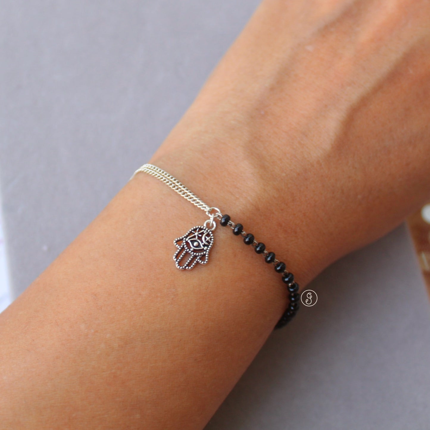 92.5 Pure Silver Bracelet With Hamsa Hand Charm