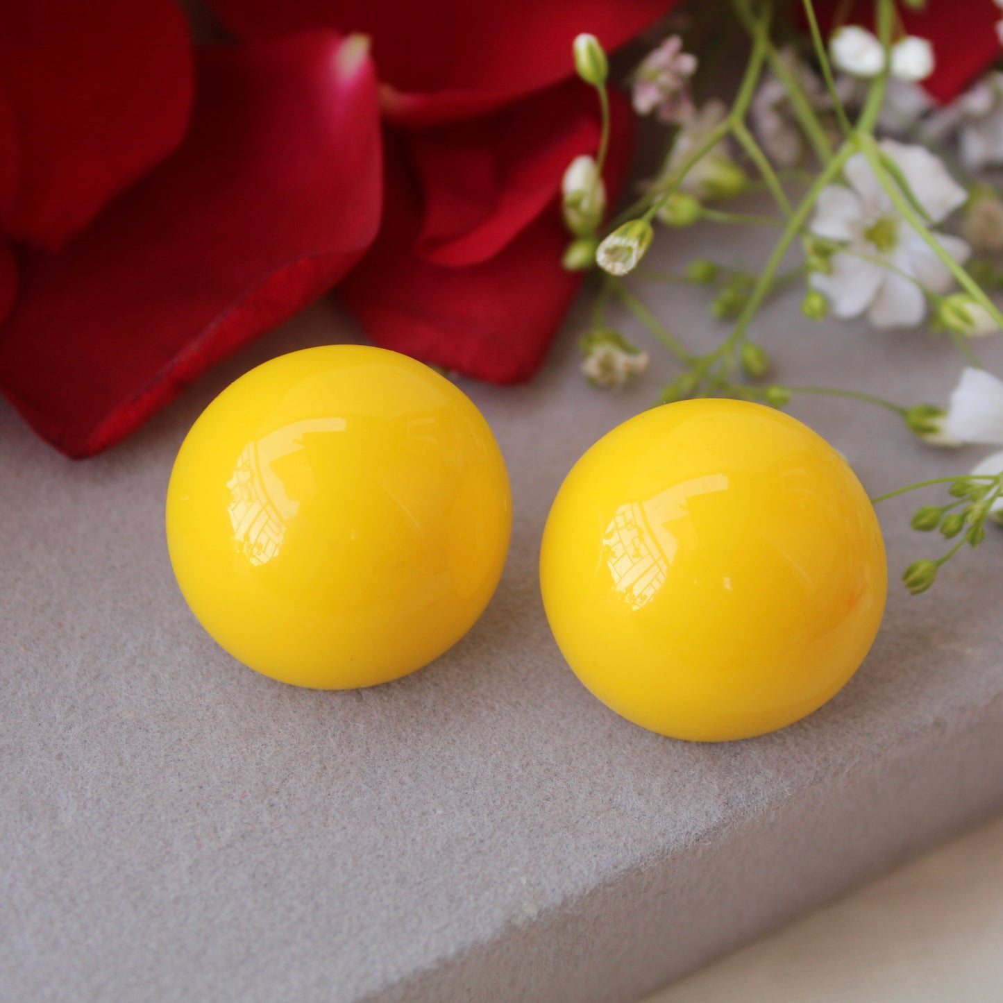 Yellow Large Sized Stud Earrings