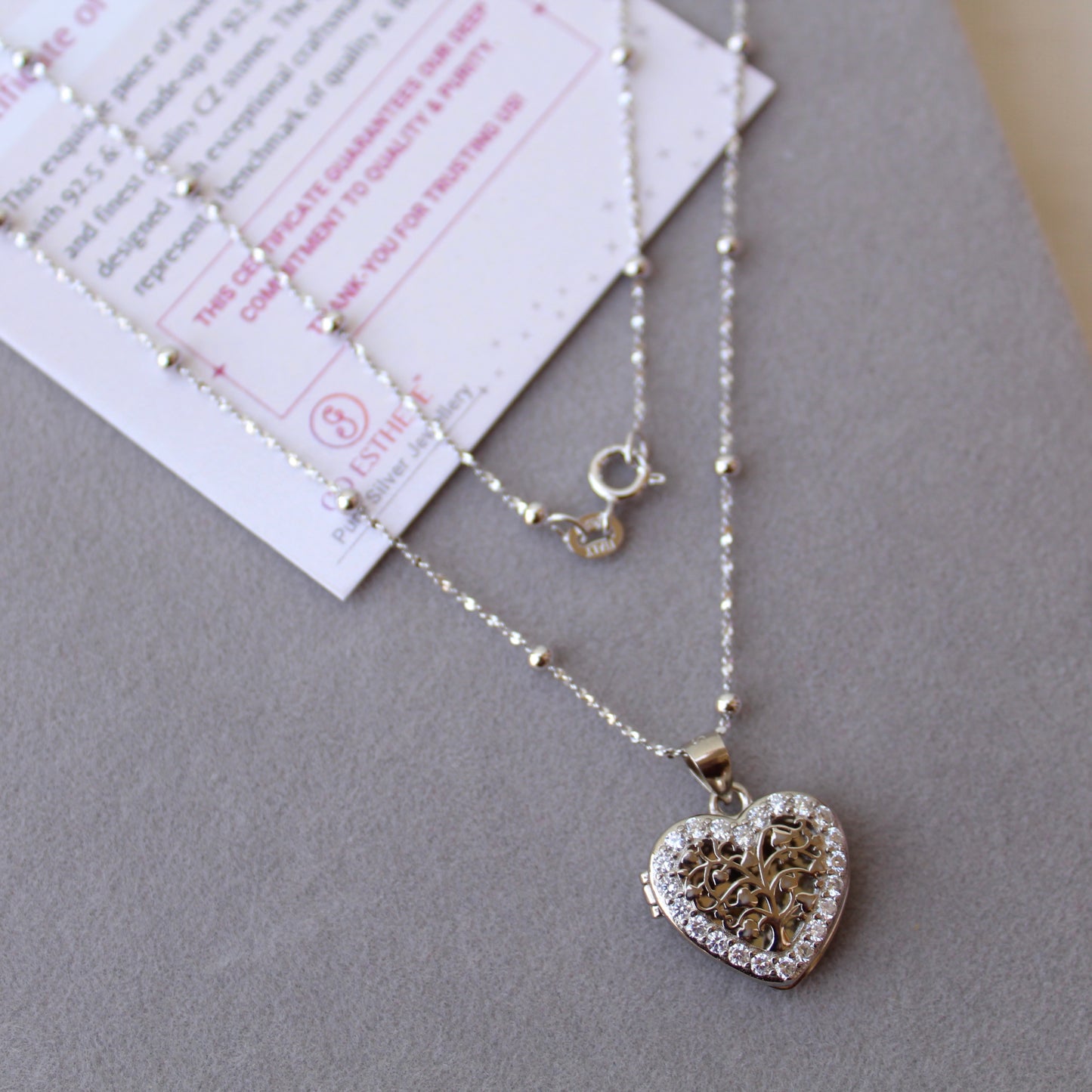 92.5 Pure Silver Chain With Secret Heart Pendant