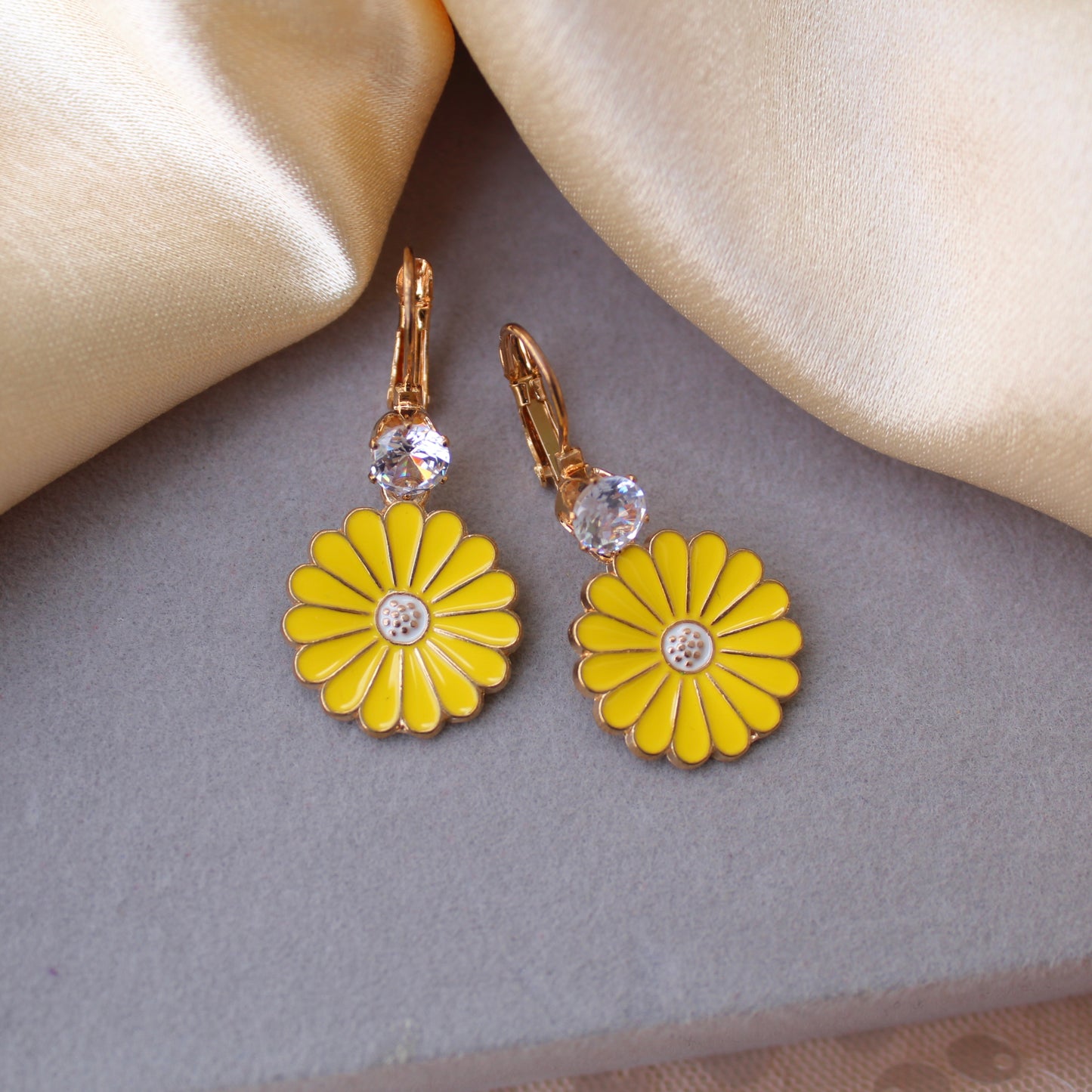 Radiant Yellow Daisy Flower Mini Earrings