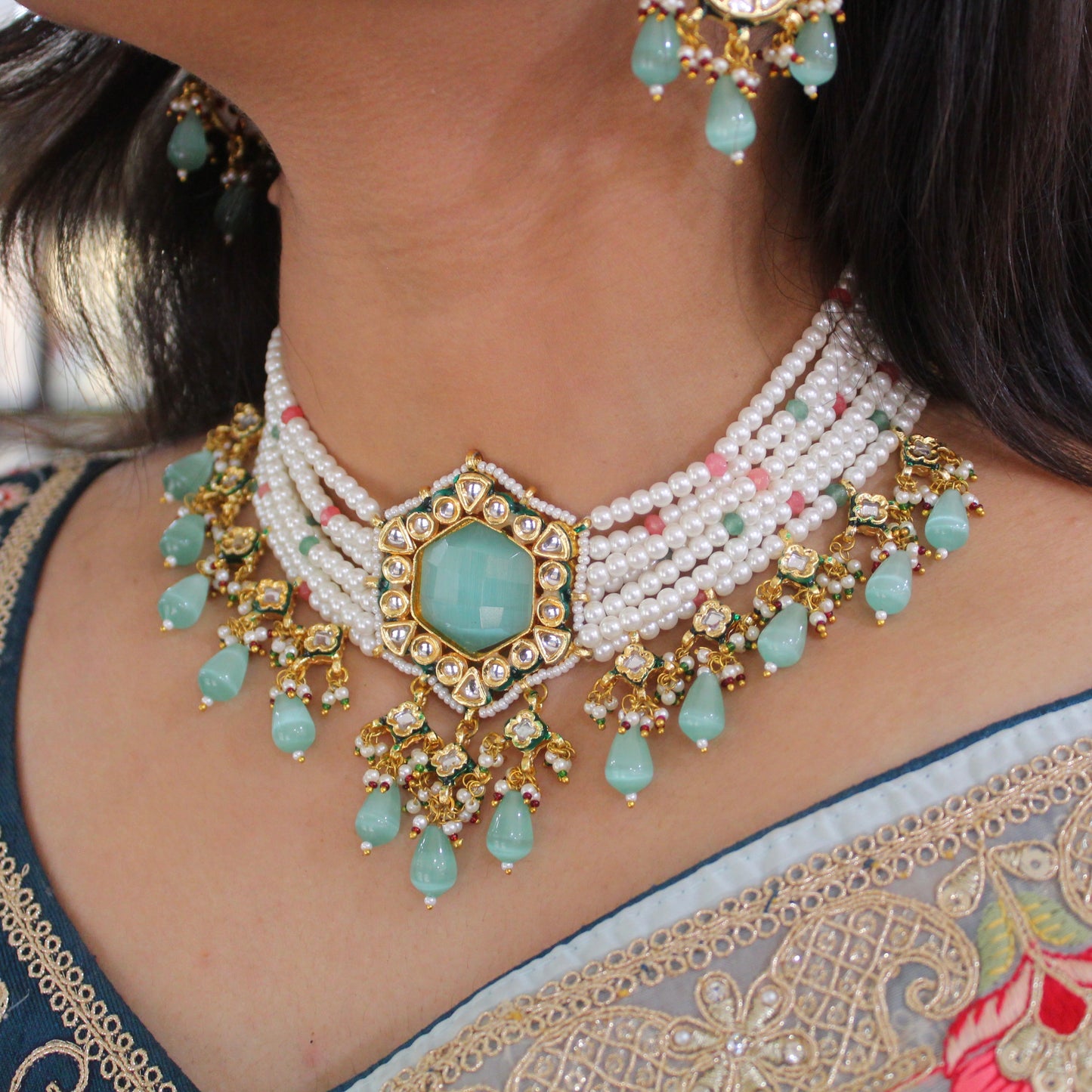 Classic Gold Alike Pearls & Kundan Set