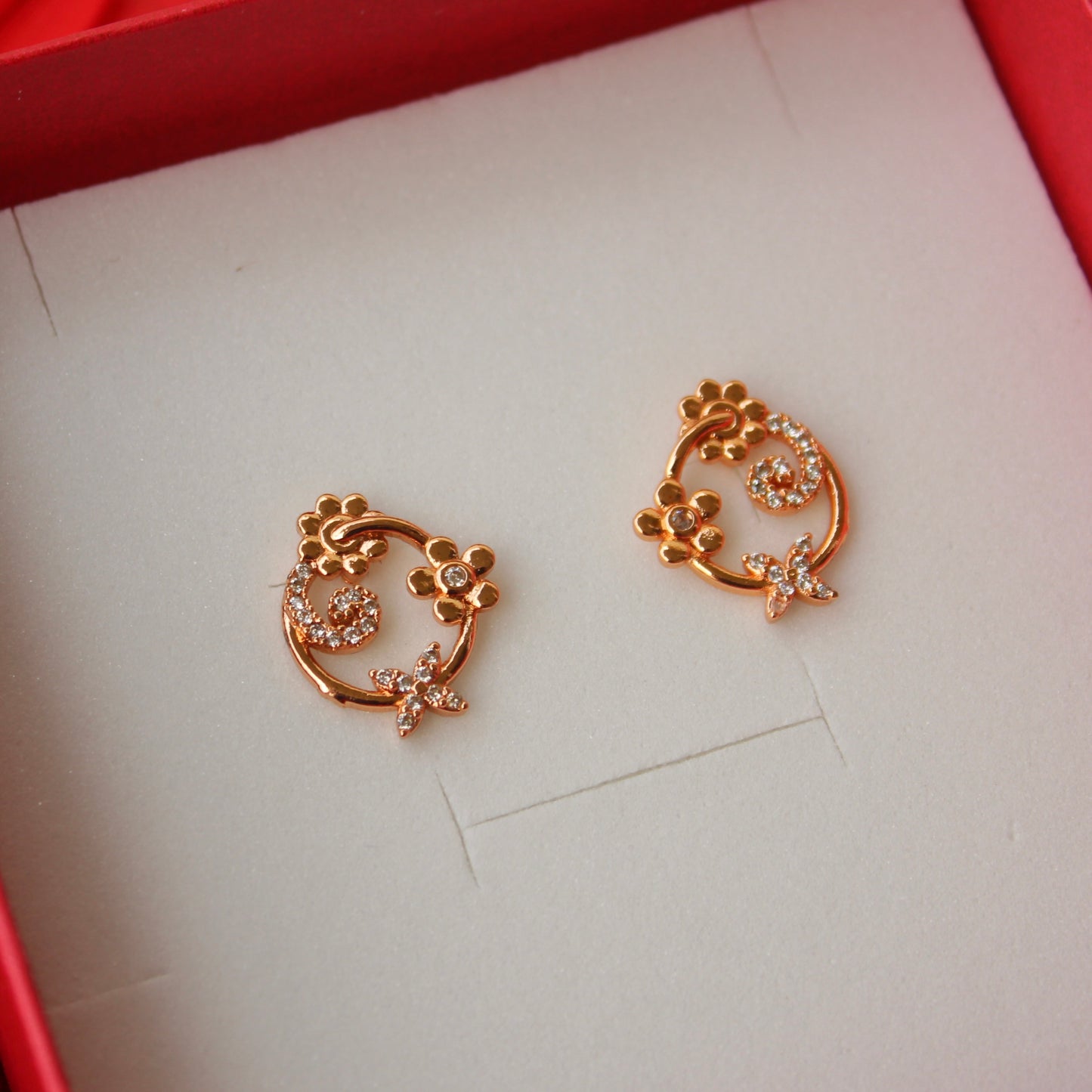 Rose Gold AD Diamonds Studs Earrings