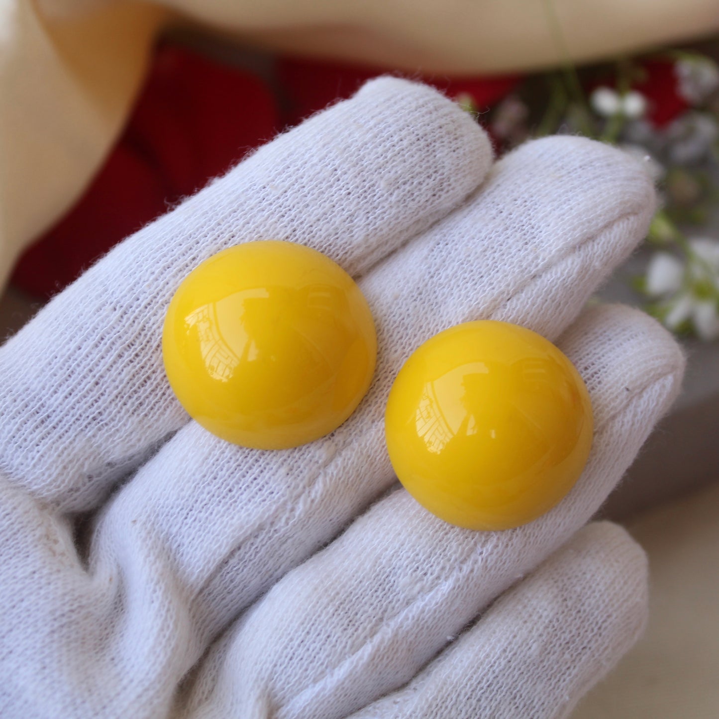 Yellow Large Sized Stud Earrings
