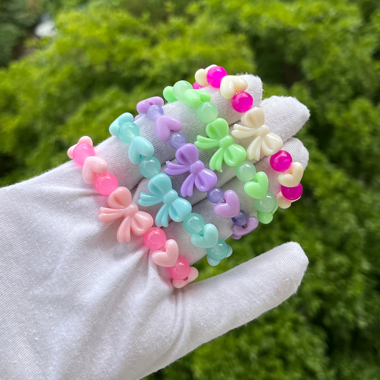 Cute Bow & Hearts Bracelet For Girls(set of 5)