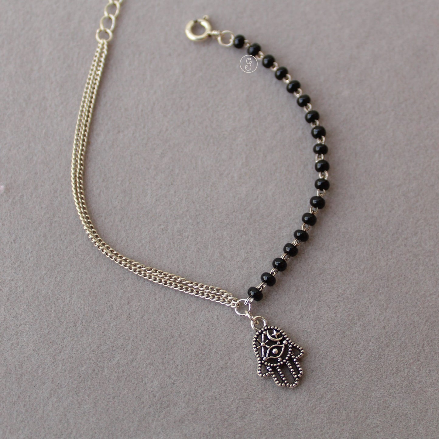 92.5 Pure Silver Bracelet With Hamsa Hand Charm