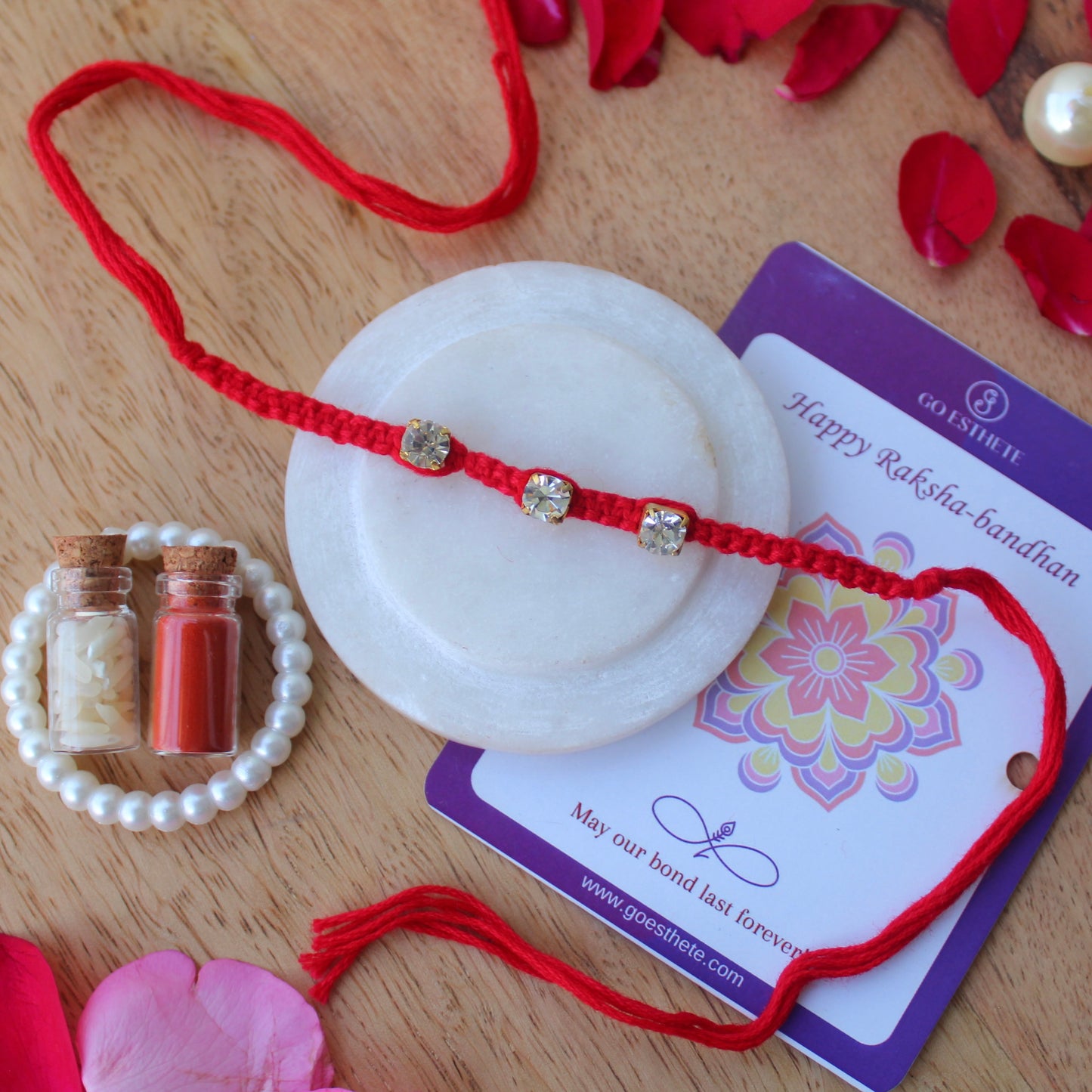 (Set of 2) Diamonds Studded Raksha-Sutra Rakhi