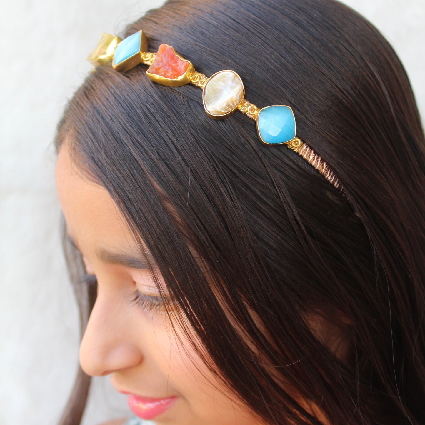 Premium Colourful Monalisa Stones Hairband