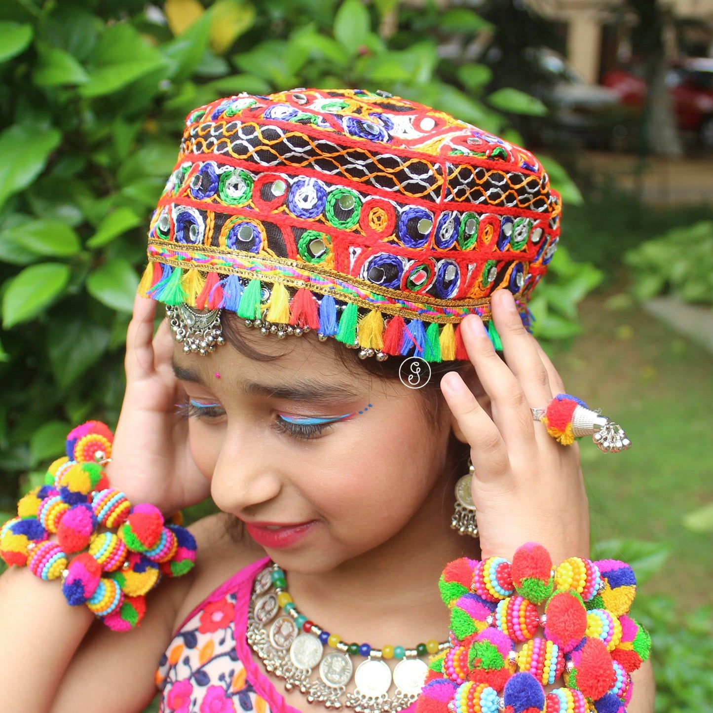 Colourful Embroidered Gujarati Topi/Cap