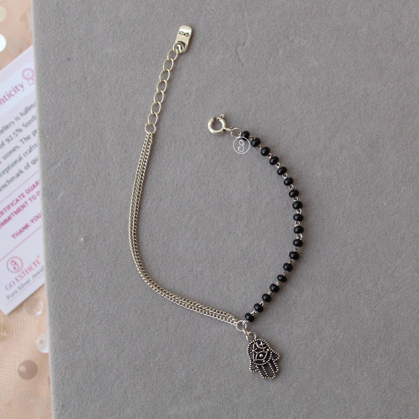 92.5 Pure Silver Bracelet With Hamsa Hand Charm