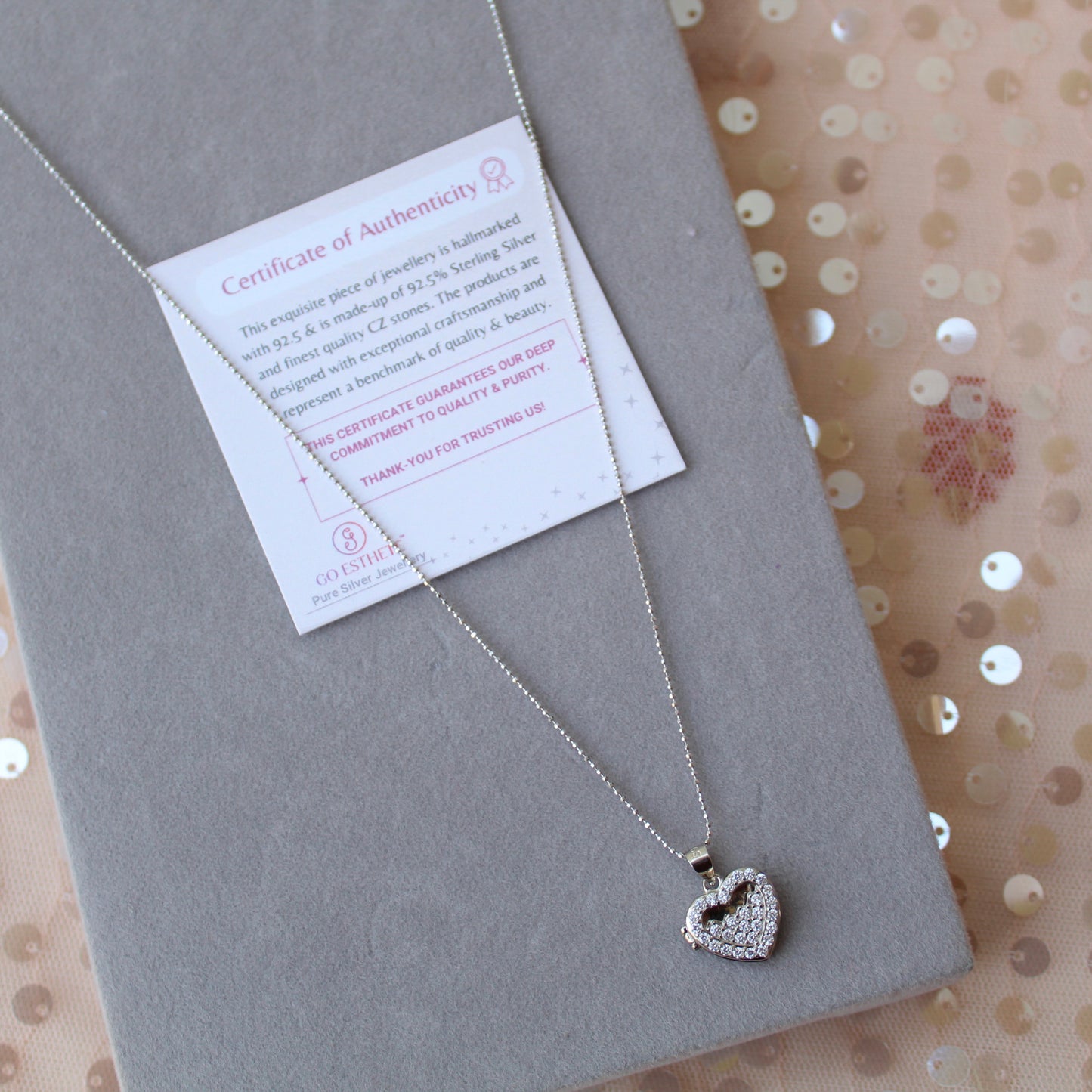 92.5 Pure Silver Chain With Secret Heart Pendant