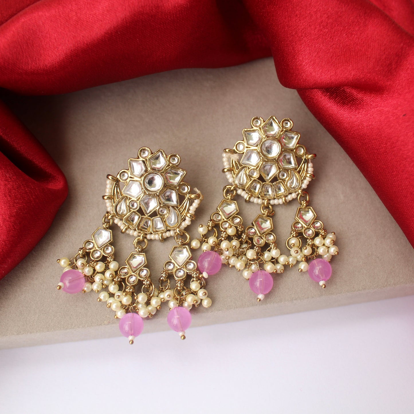 Lovely Lavender Ethnic Kundan Earrings