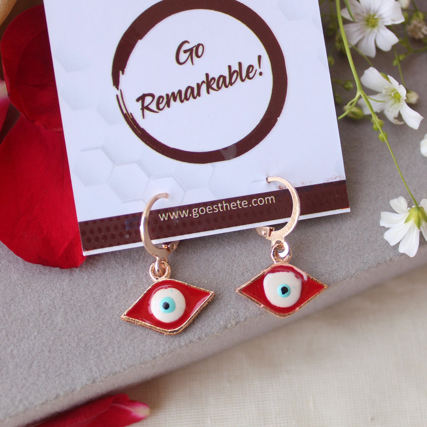 Mini Bali Earrings With Evil Eye Charms