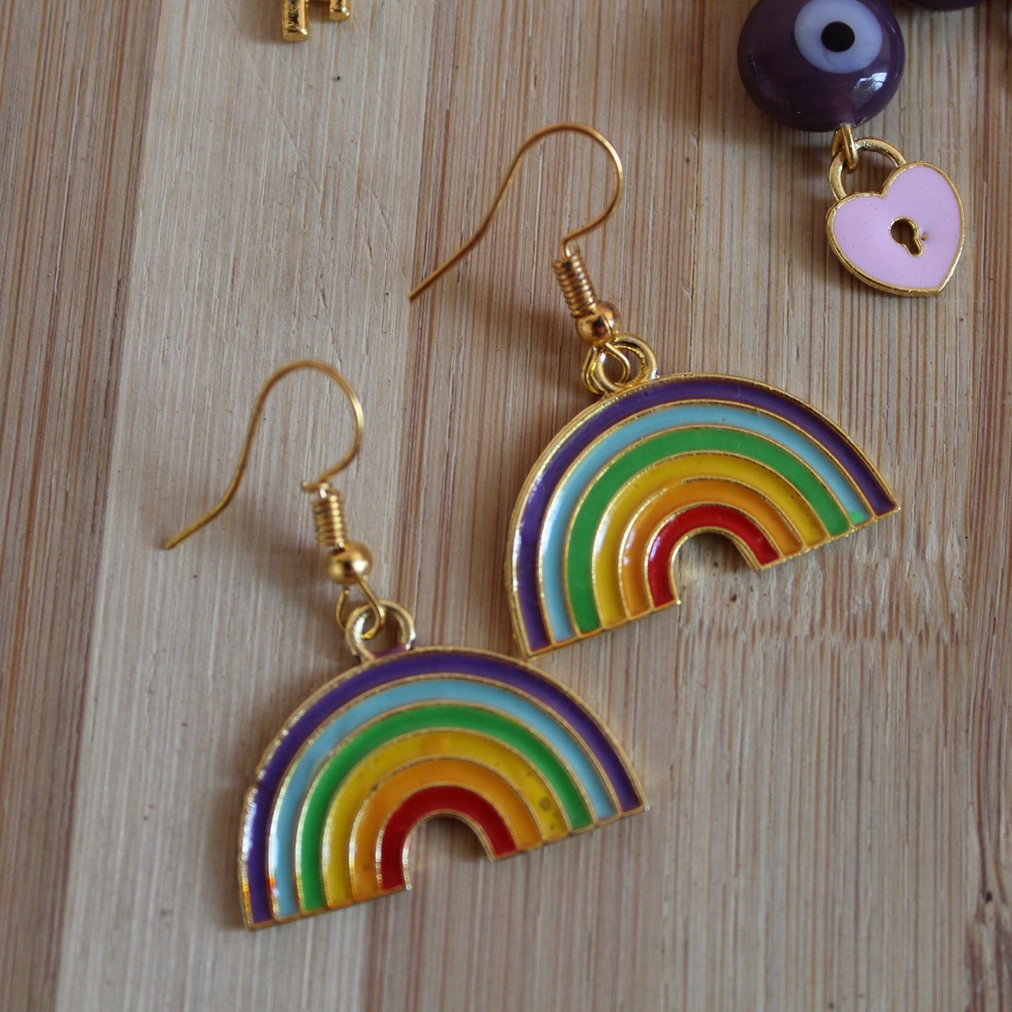 Super-Cute Rainbow Charm Hook Earrings