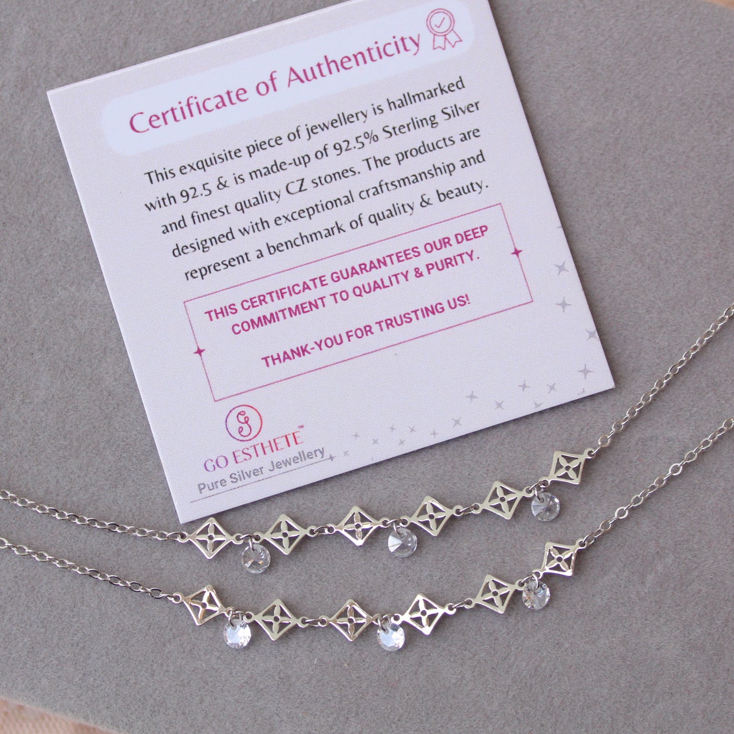92.5 Sterling Silver Pair of elegant Anklets