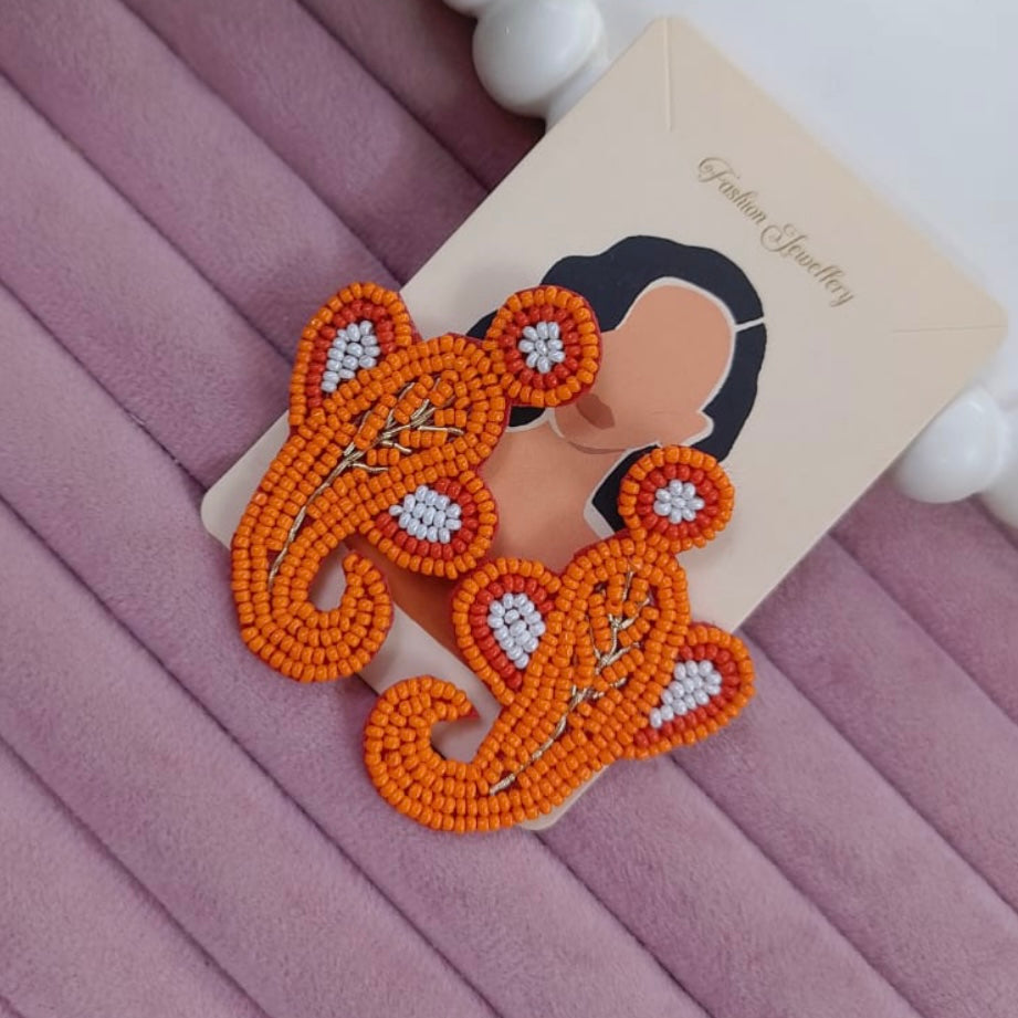Divine Beaded Ganesha Light-Weight Earrings