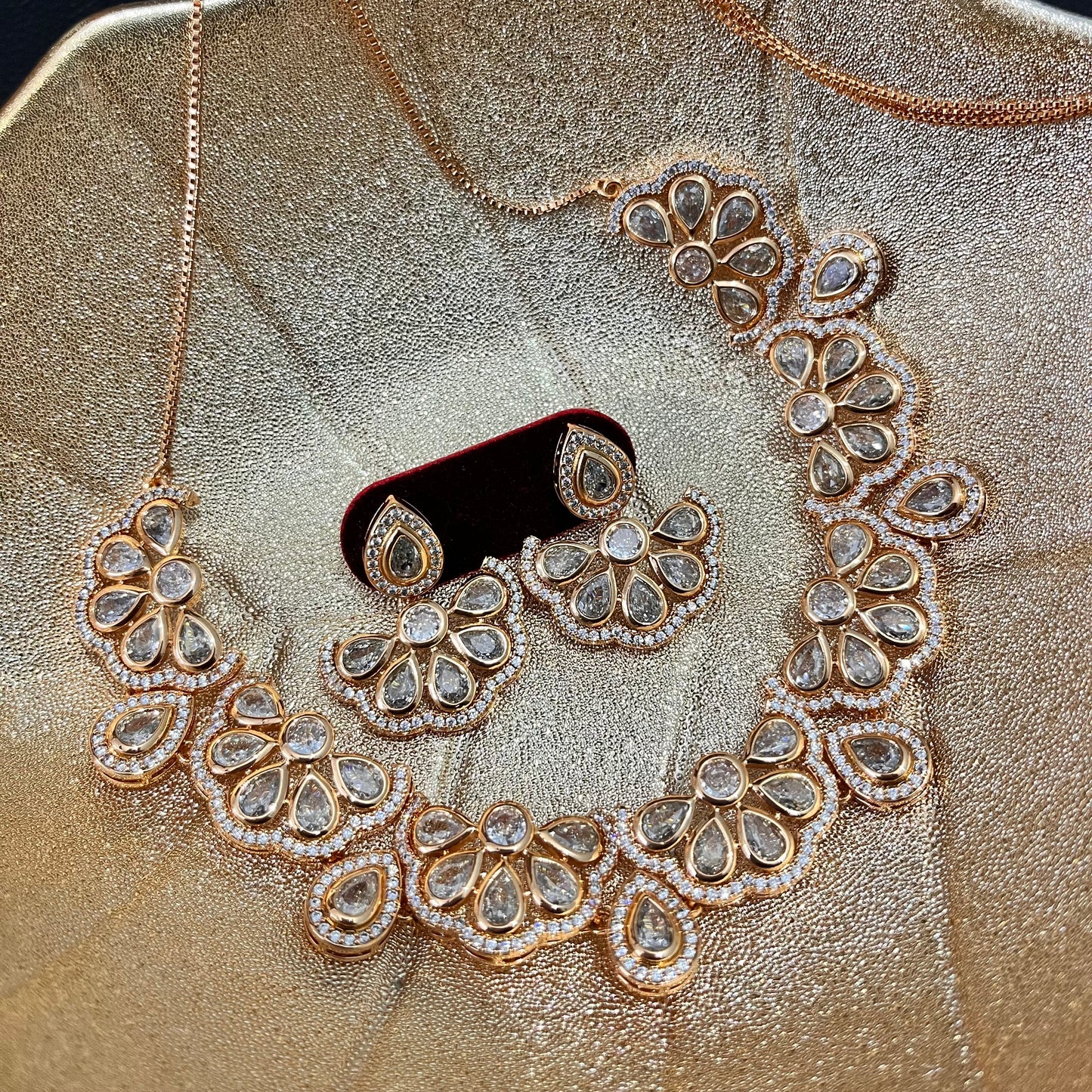 Rose Gold Toned Classic Diamonds Set