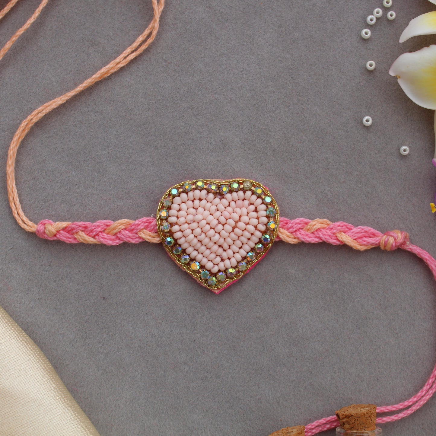 Handcrafted Beaded Heart Rakhi