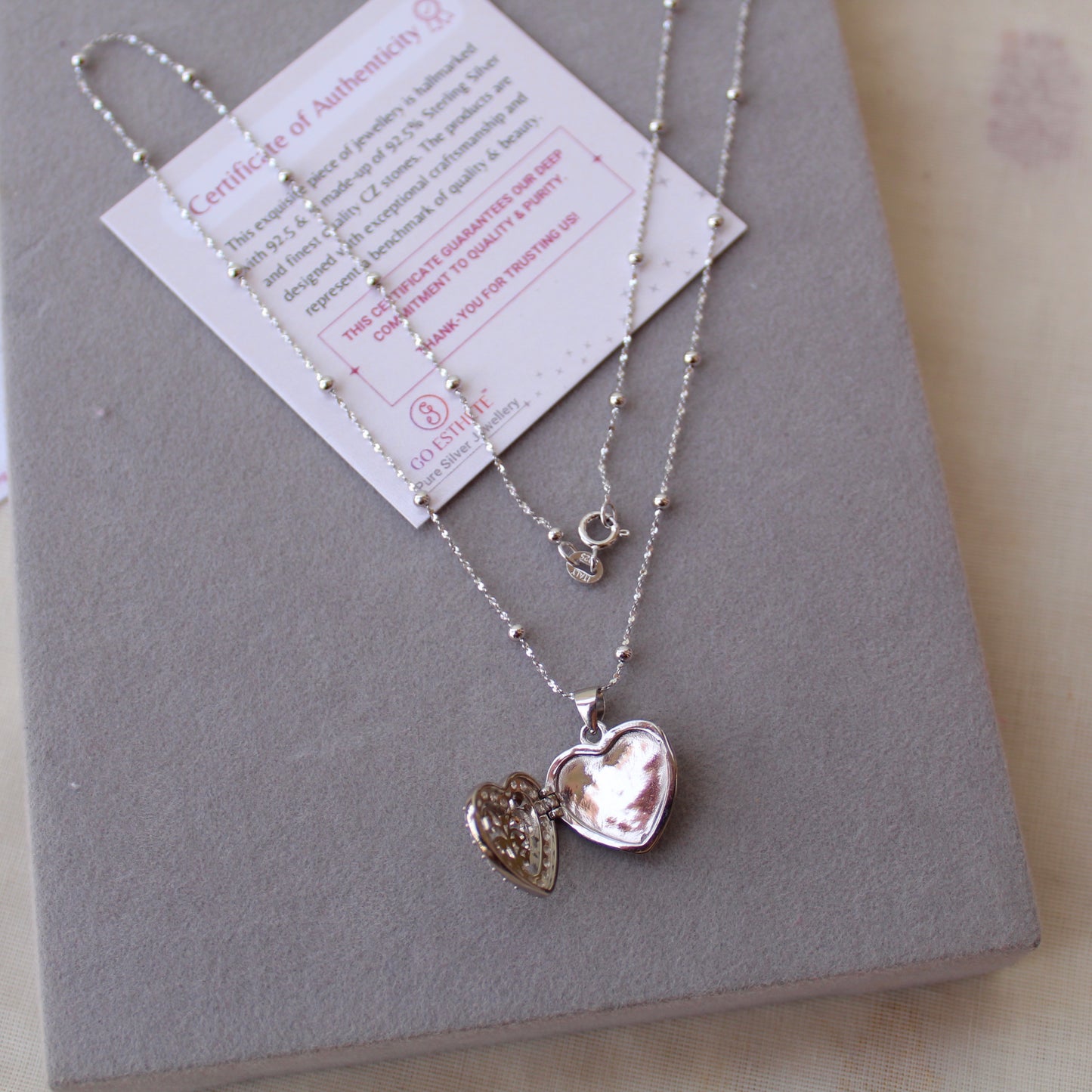 92.5 Pure Silver Chain With Secret Heart Pendant
