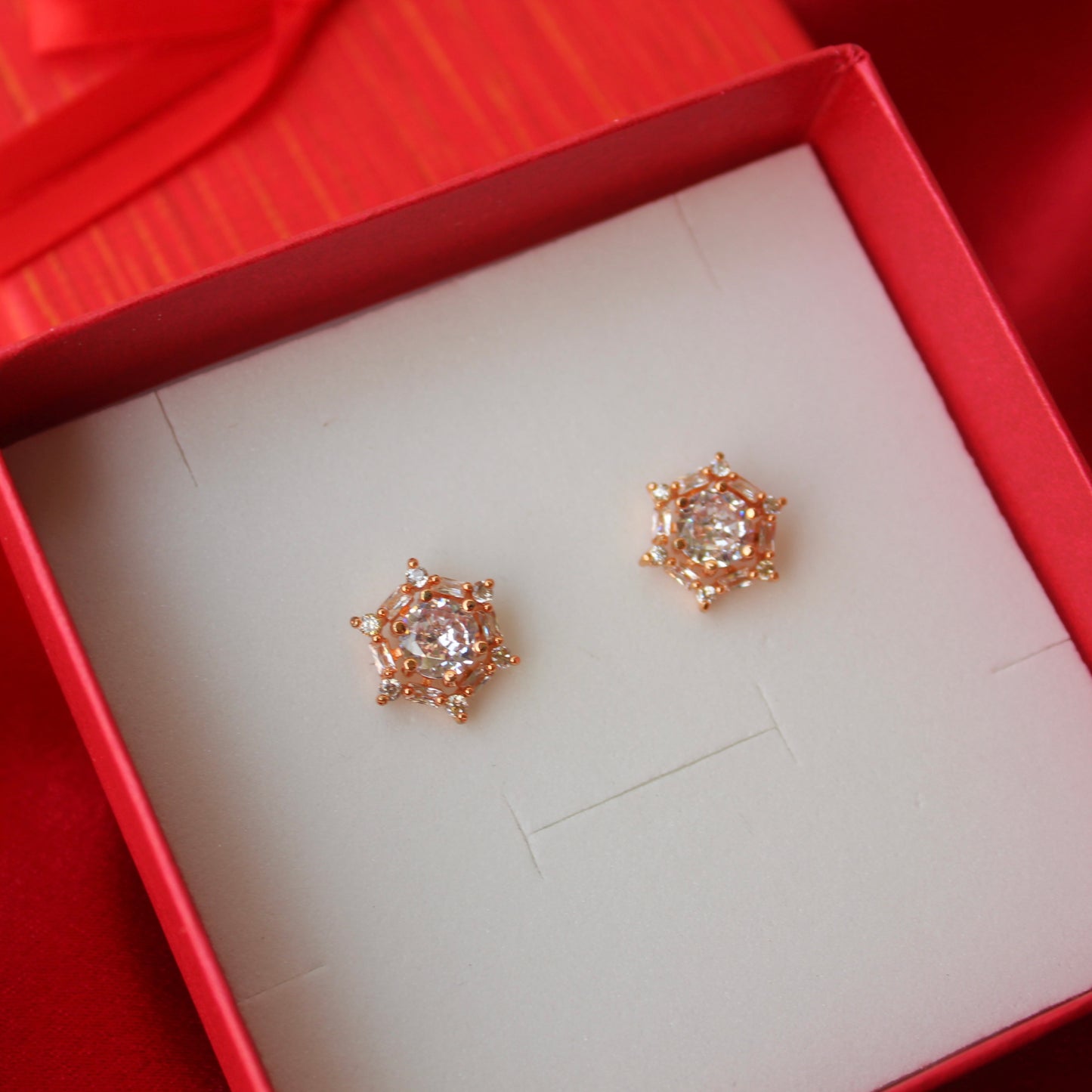 Rose Gold Sparkling Diamonds Studs