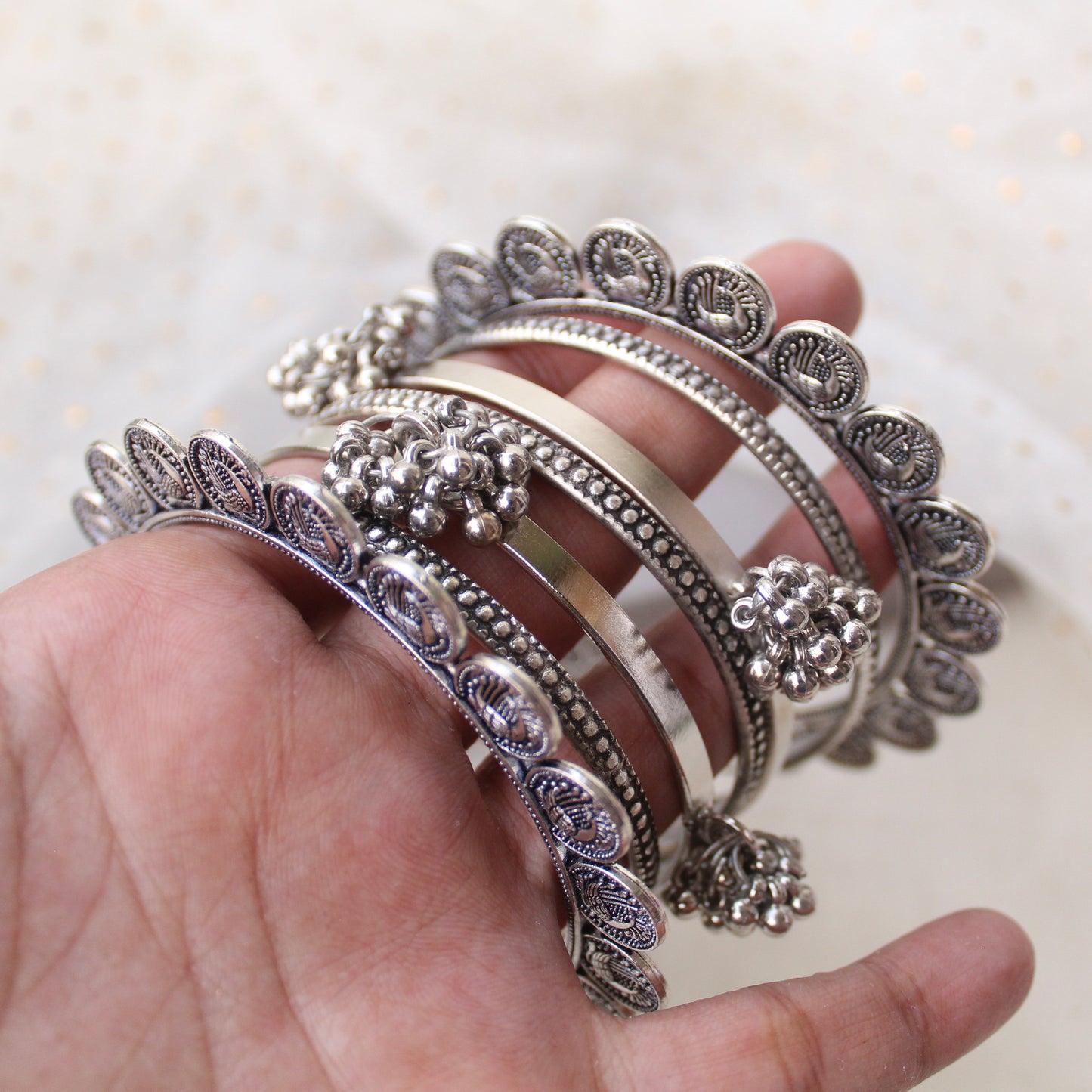 Oxidised Silver Set of Bangles (Size 2.6-2.8)