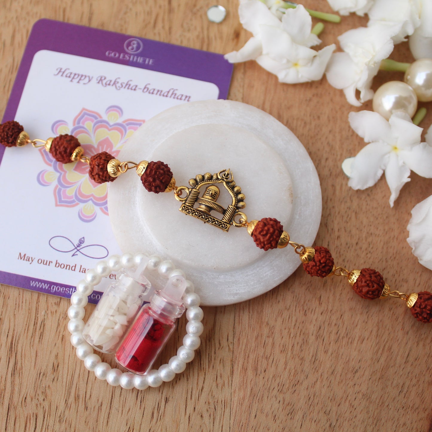 Divine Shivling & Rudraksh Work Rakhi
