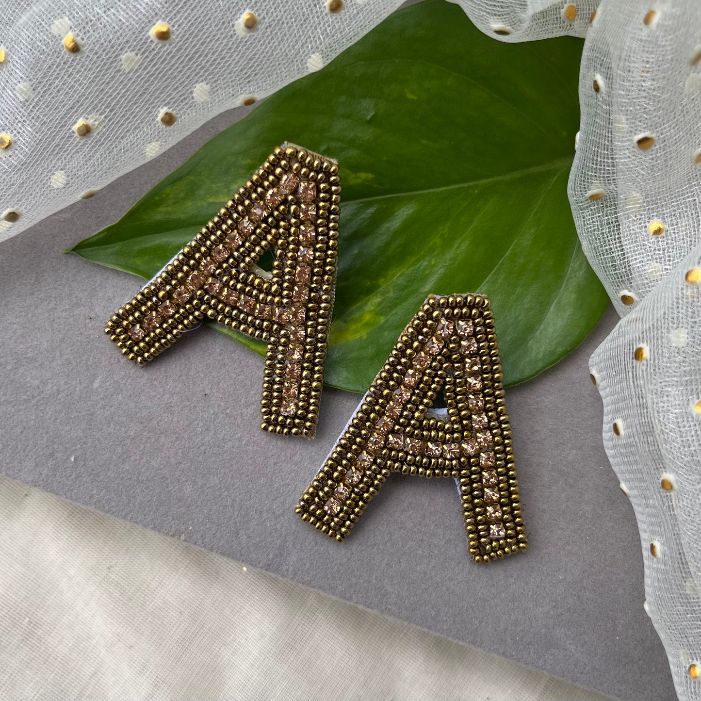‘A’ Initial Light Weight Beaded Earrings