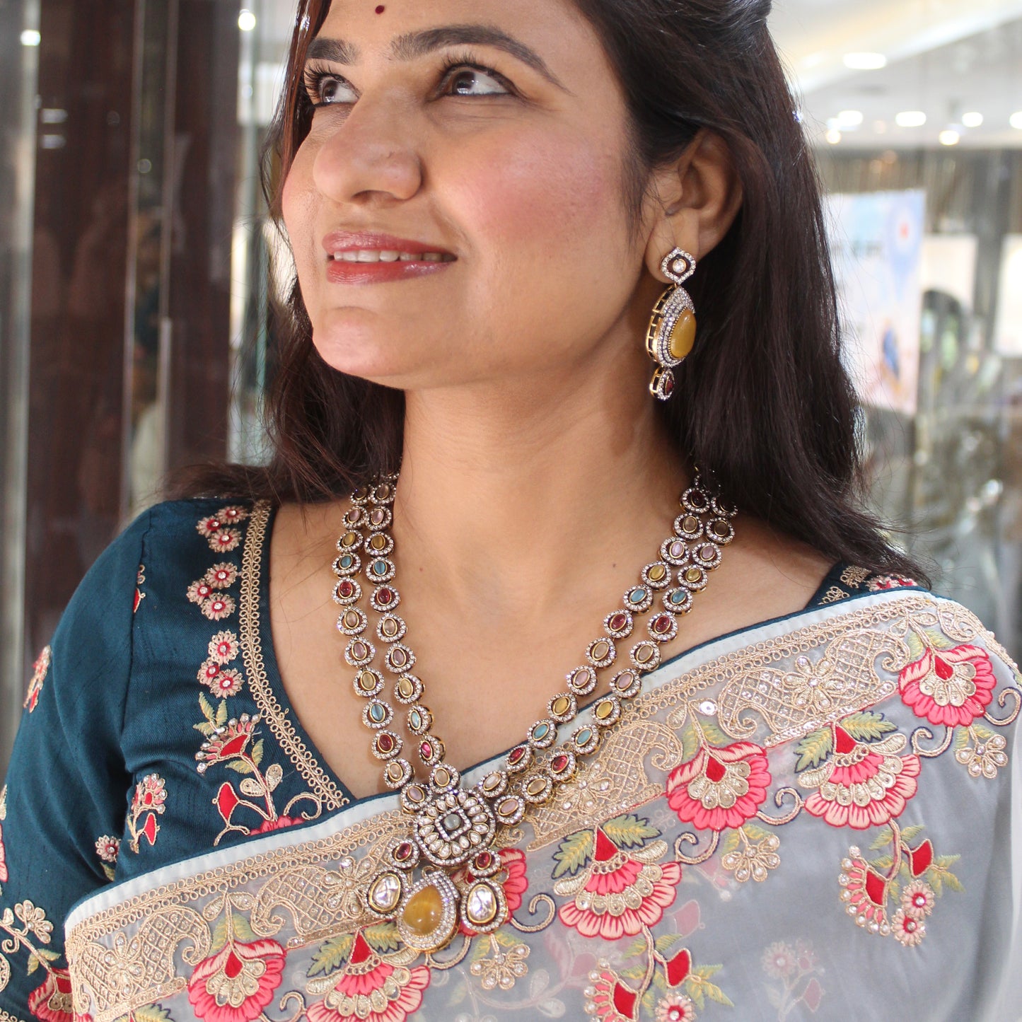 Multicolour Monalisa Stones Double Layered Set
