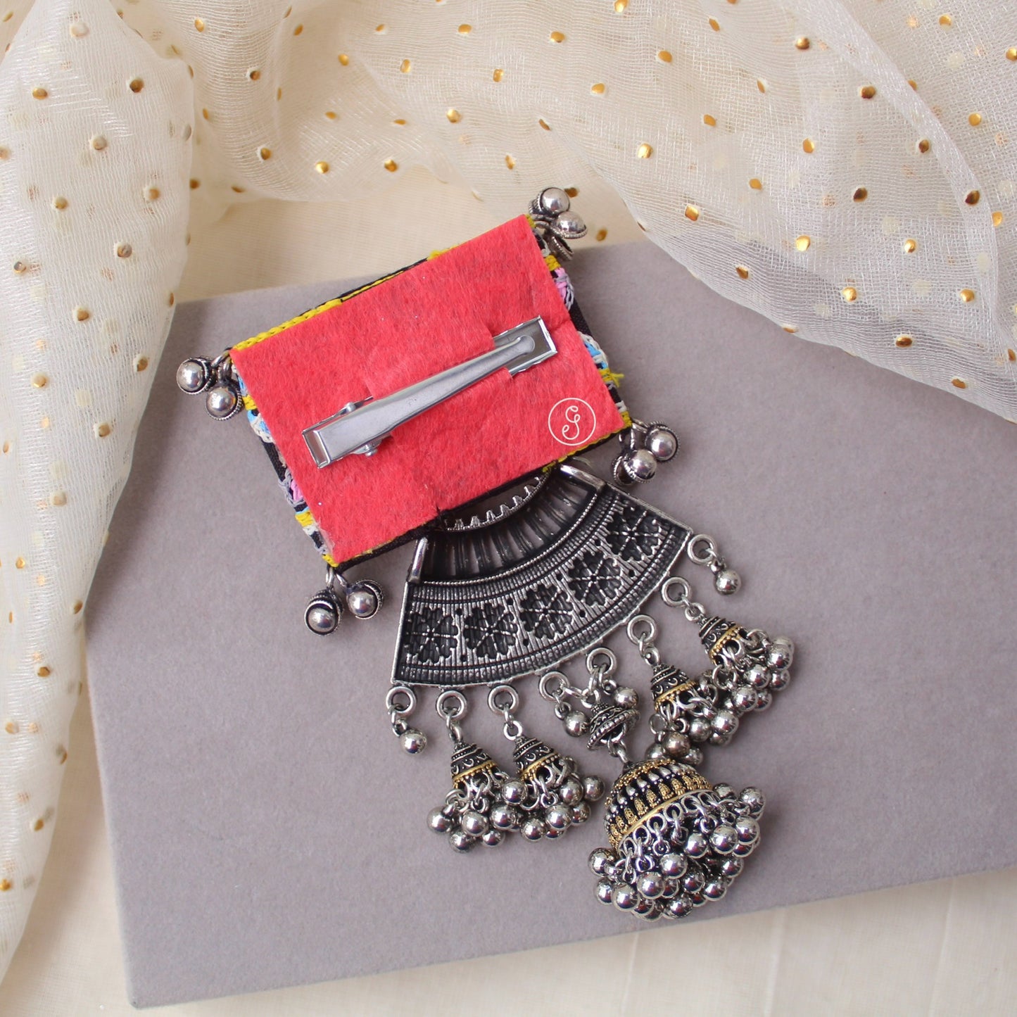 Classic Gamthi Patch Work Hair Brooch Hair-Clip