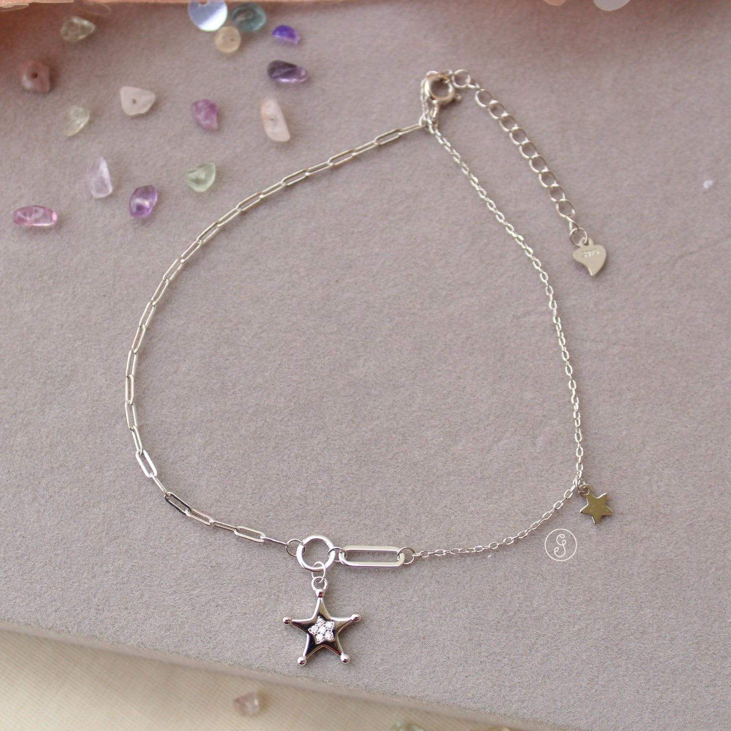 92.5 Pure Silver Chic Anklet With Star Charma