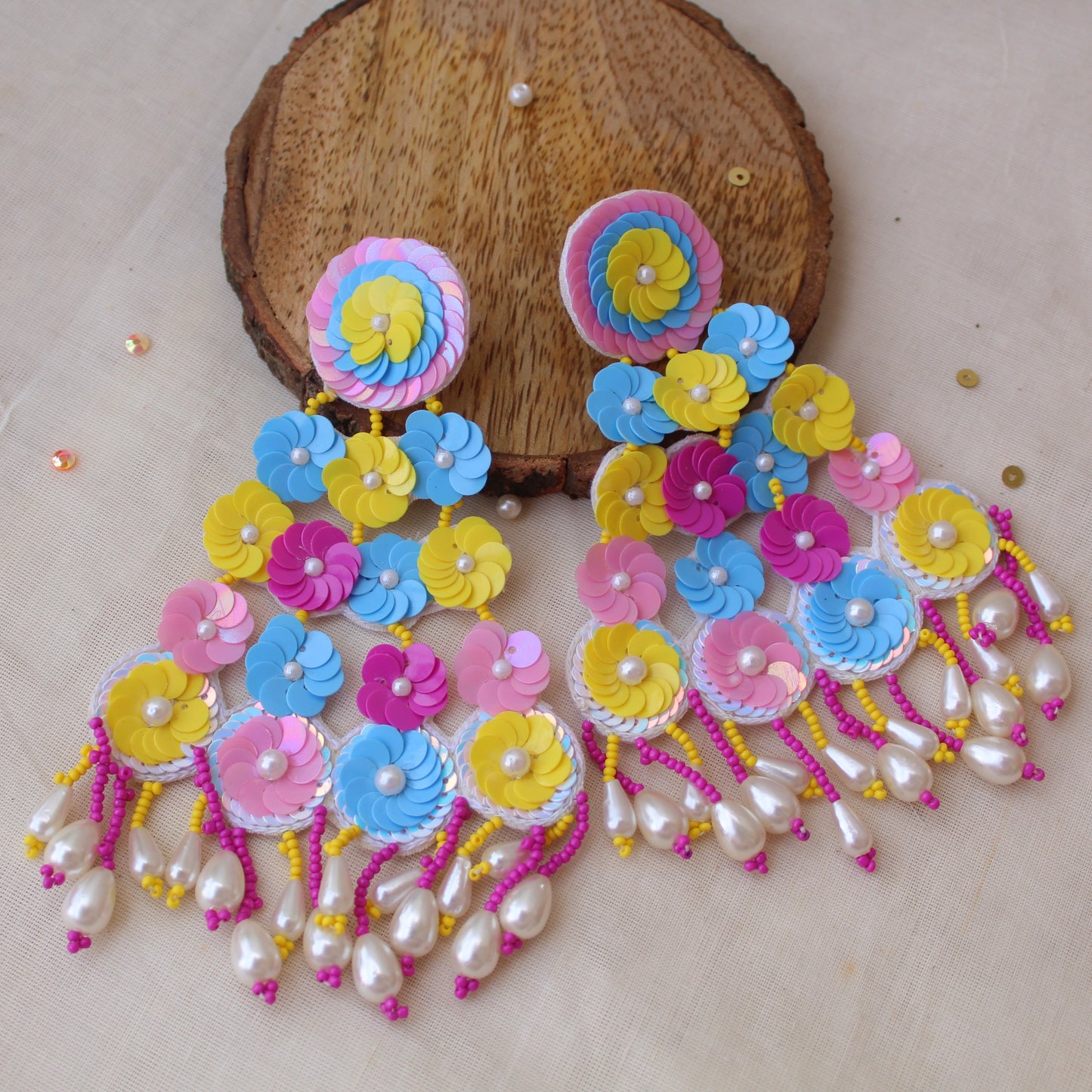 Stunning Sequence Work Colourful Earrings