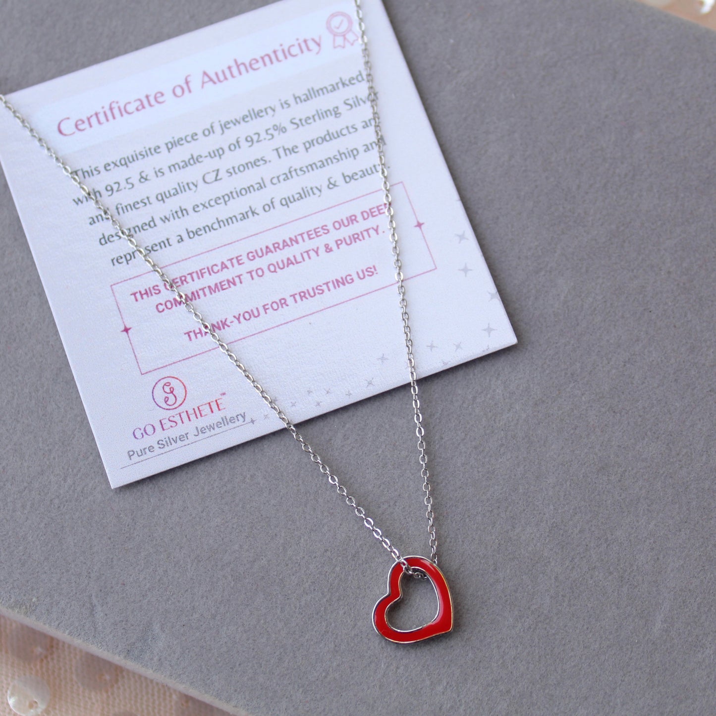 92.5 Pure Silver Chain With Heart Pendant
