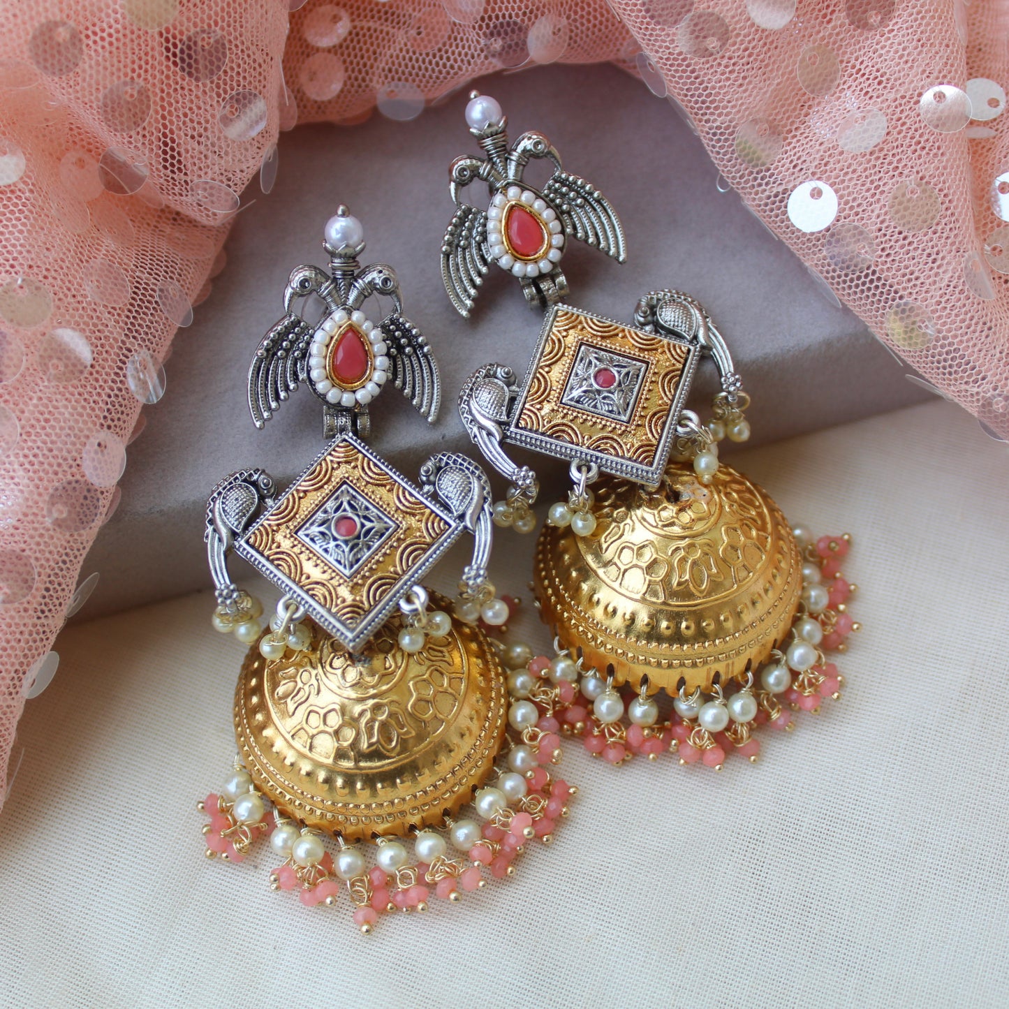 Fusion Dual-Tone Long Jhumki Earrings