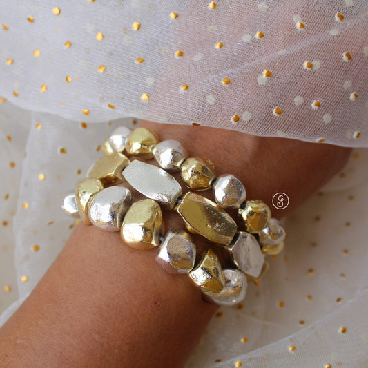 Sassy Dual Tone Anti-Tarnish Stack Of Bracelets