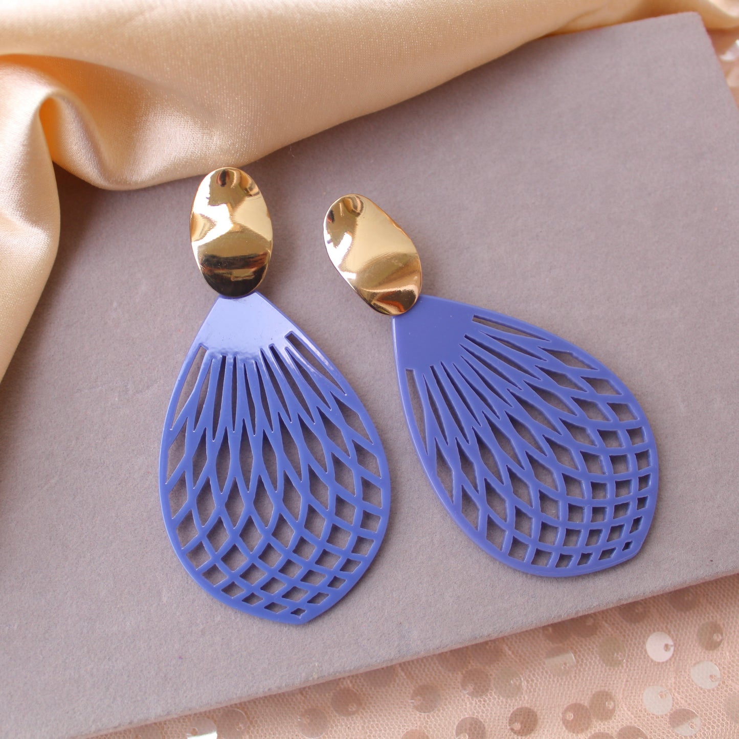 Blue Extra Long Yet Lightweight Acrylic Earrings