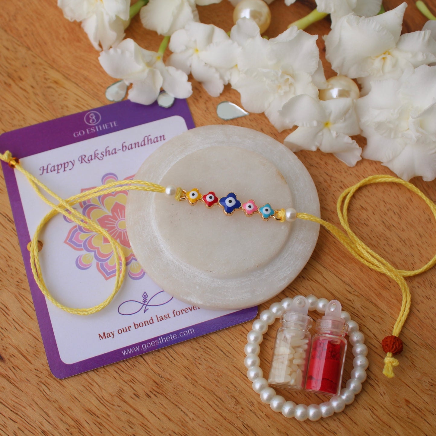 Multicolour & Elegant Evil Eye Pendant Rakhi