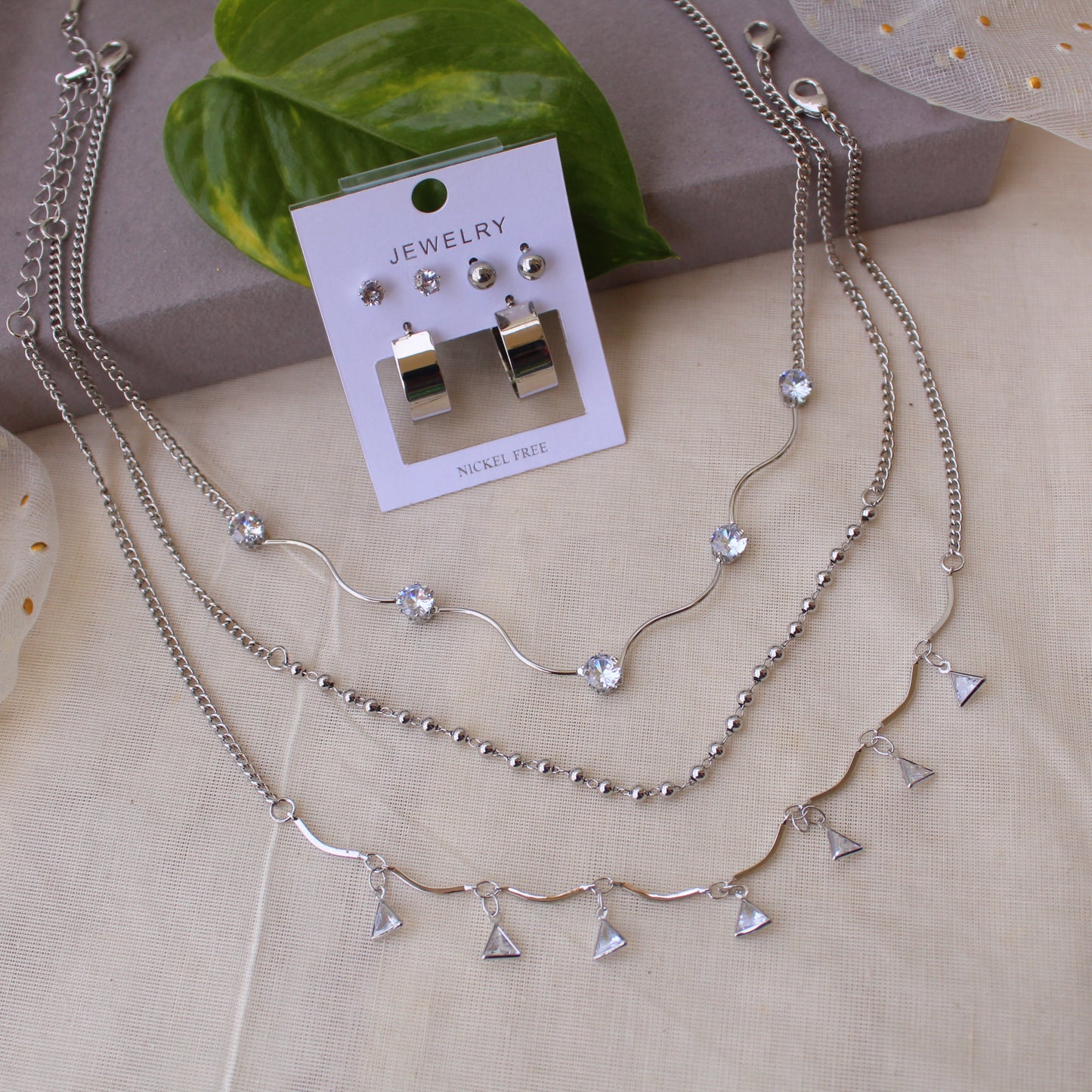 Combo of 3 Chains With Free Earrings Combo Card