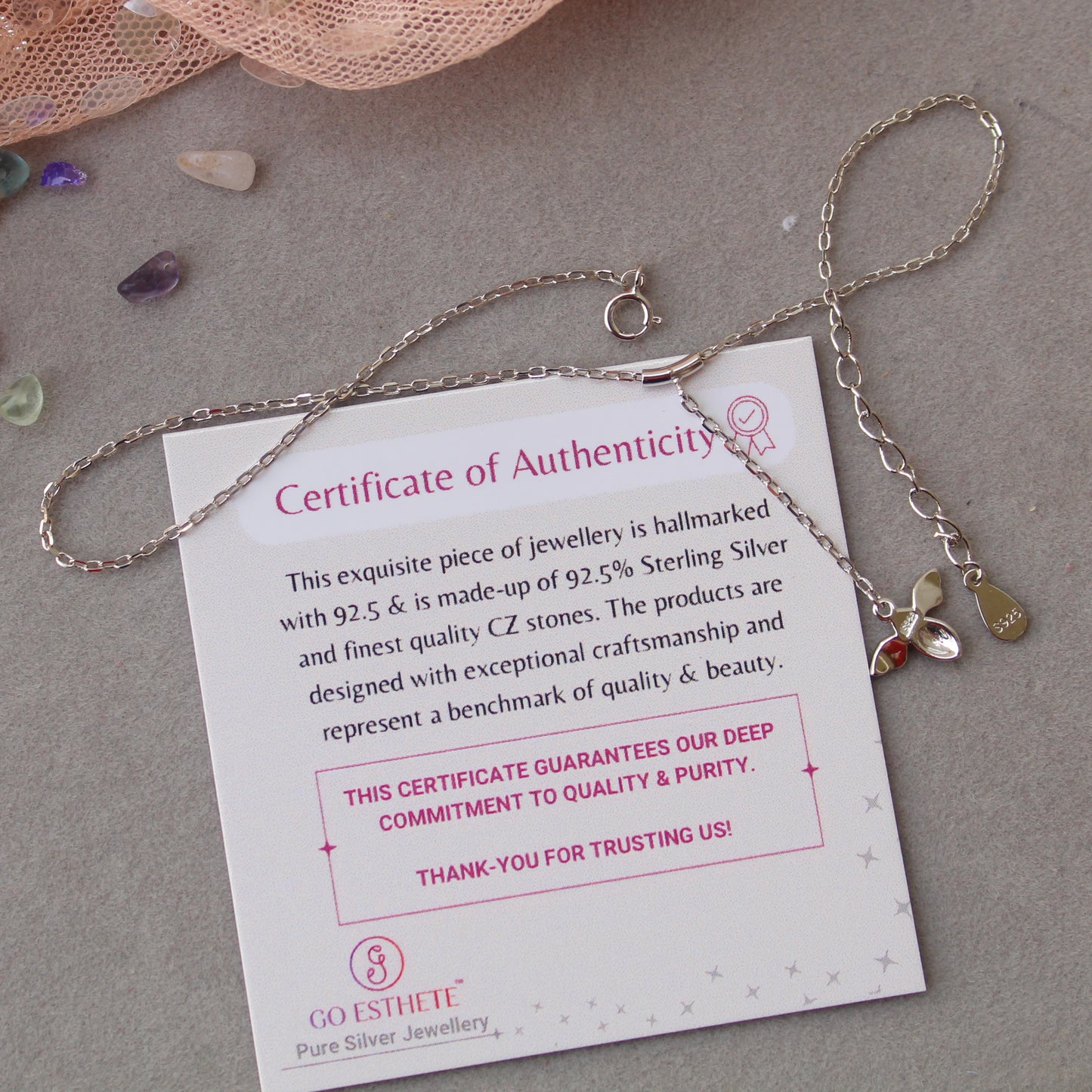 92.5 Pure Silver Sleek Anklet With A Cute Bee Charm